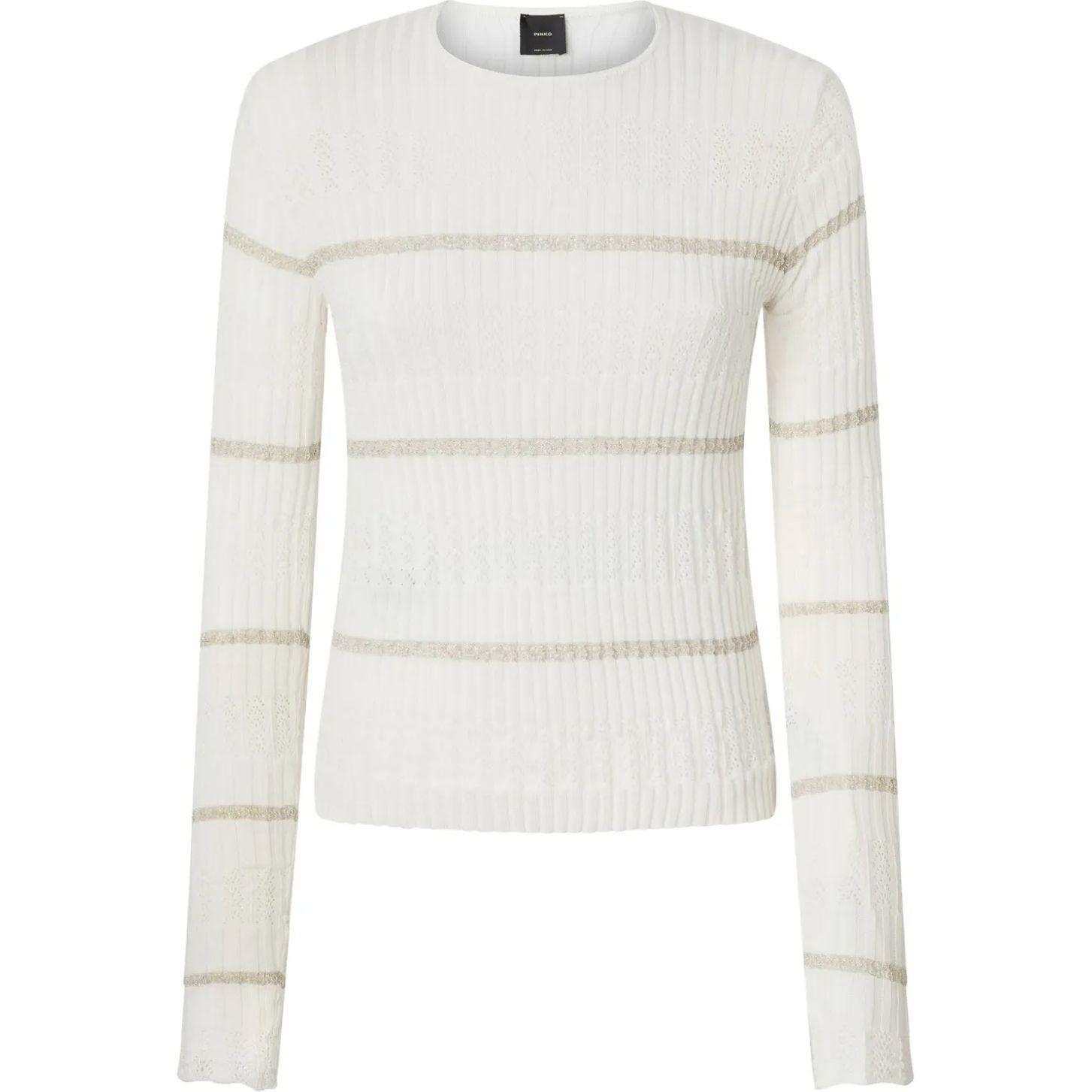 PINKO Marškinėliai ilgom. rankovėmis moterims, Balta, Striped t-shirt 1