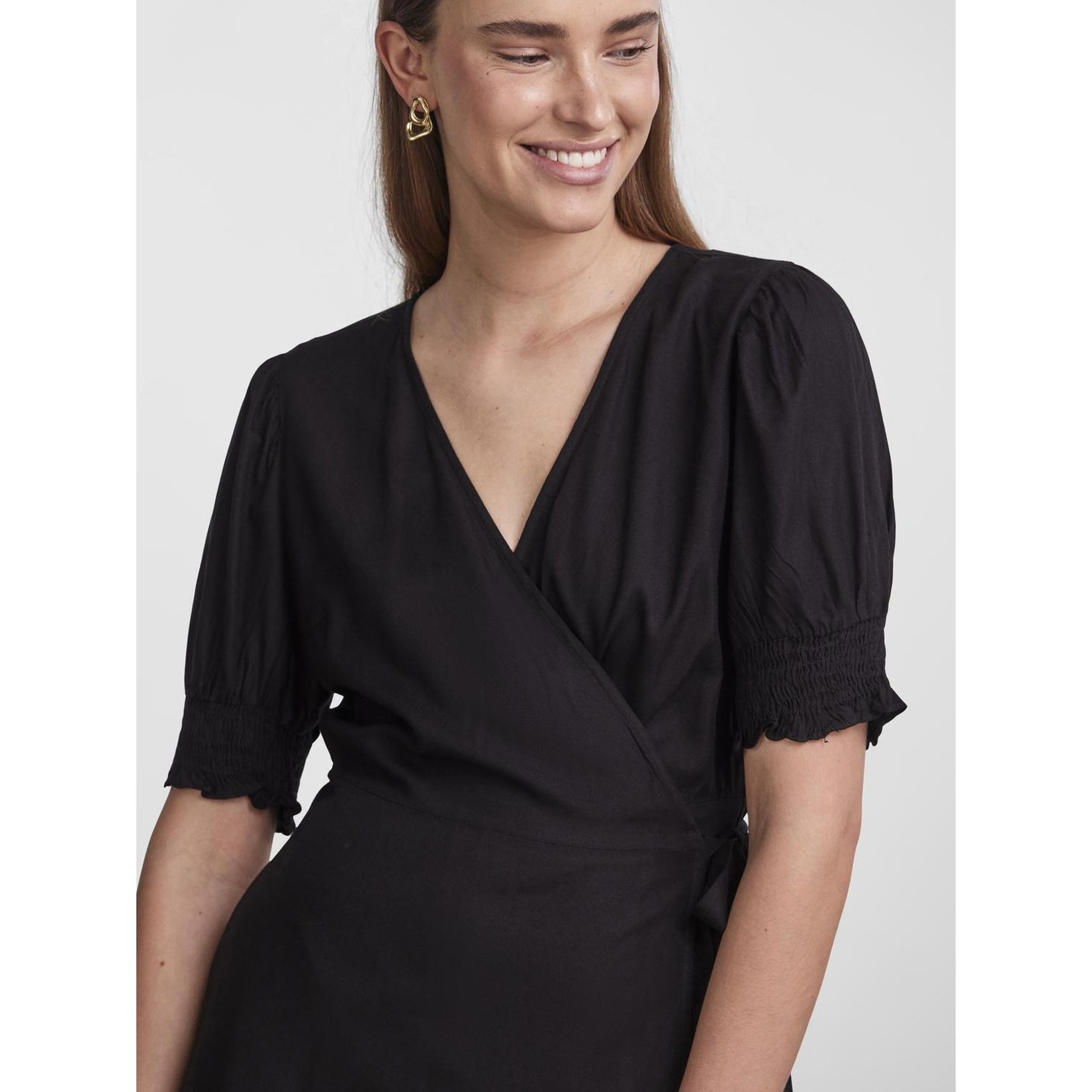 PIECES Mini suknelė moterims, Juoda, PCTALA 2/4 WRAP DRESS 4