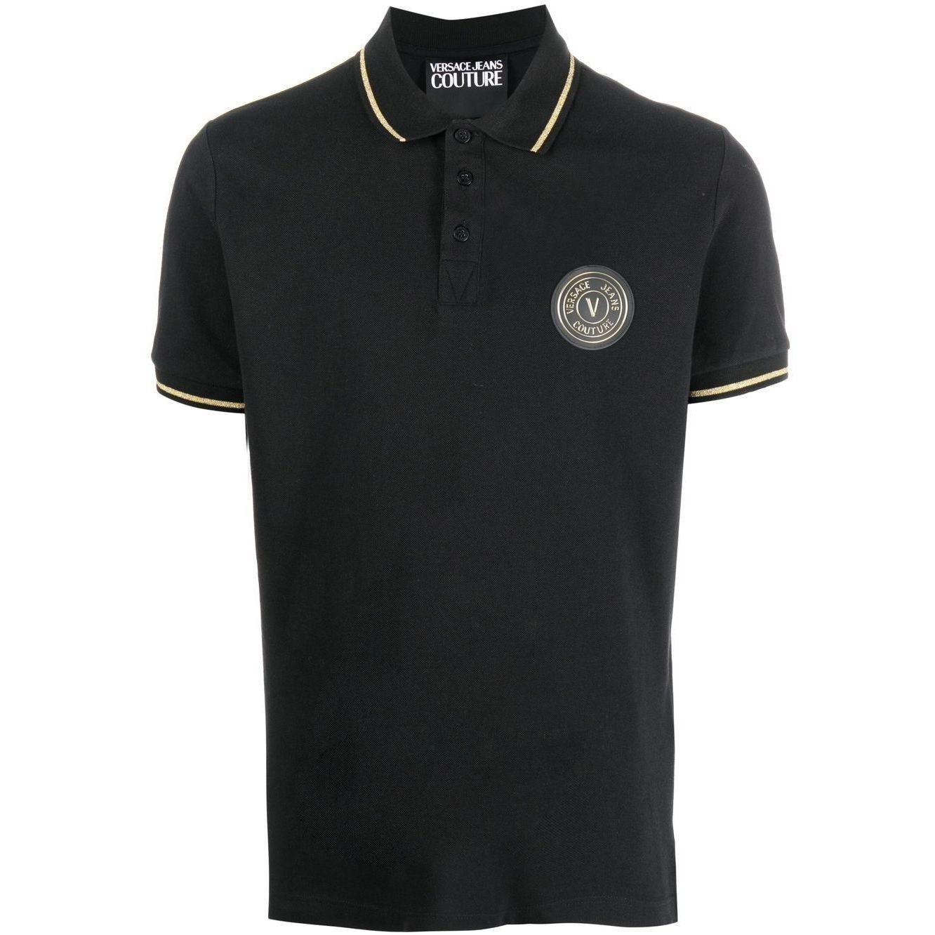 VERSACE JEANS CUTURE Polo marškiniai trumpos rank. vyrams, Juoda, Patch polo t-shirt 1