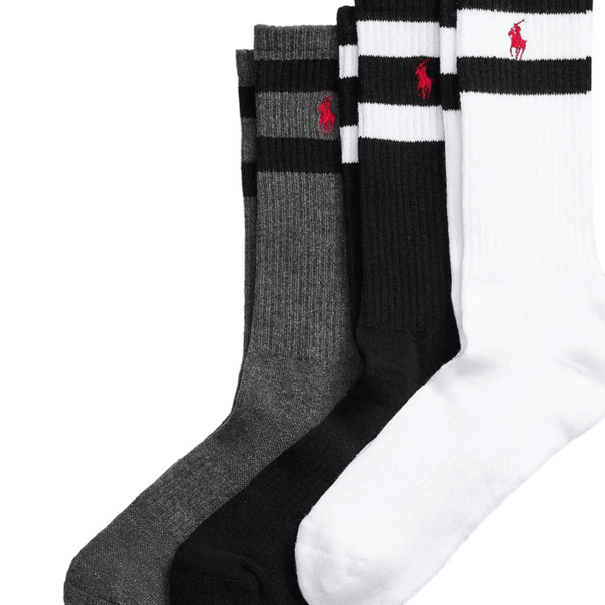 POLO RALPH LAUREN Kojinės vyrams, Juoda, Class stripe crew 3 pack 2