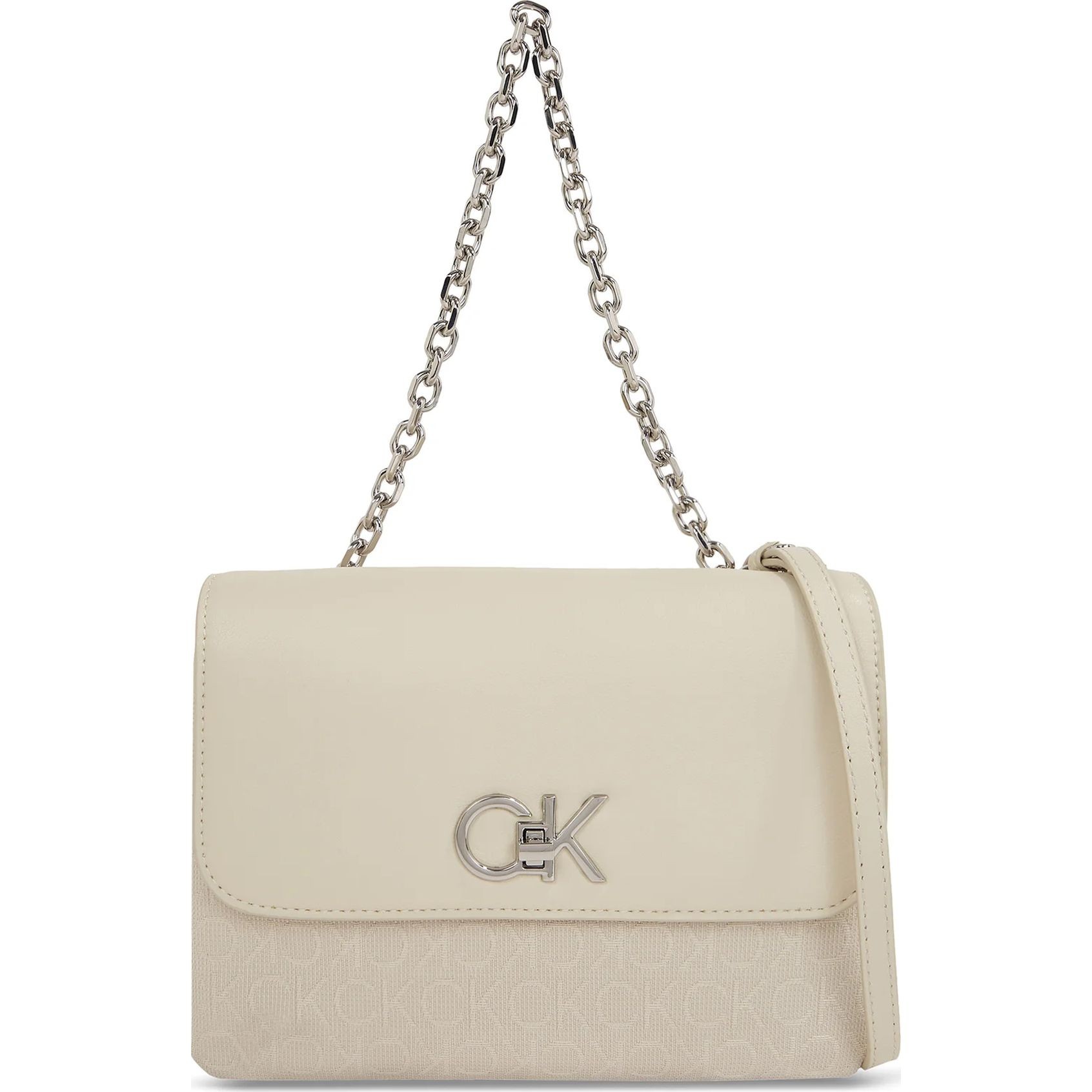 CALVIN KLEIN Rankinė per petį moterims, Smėlio, Re-lock double gusett bag 1