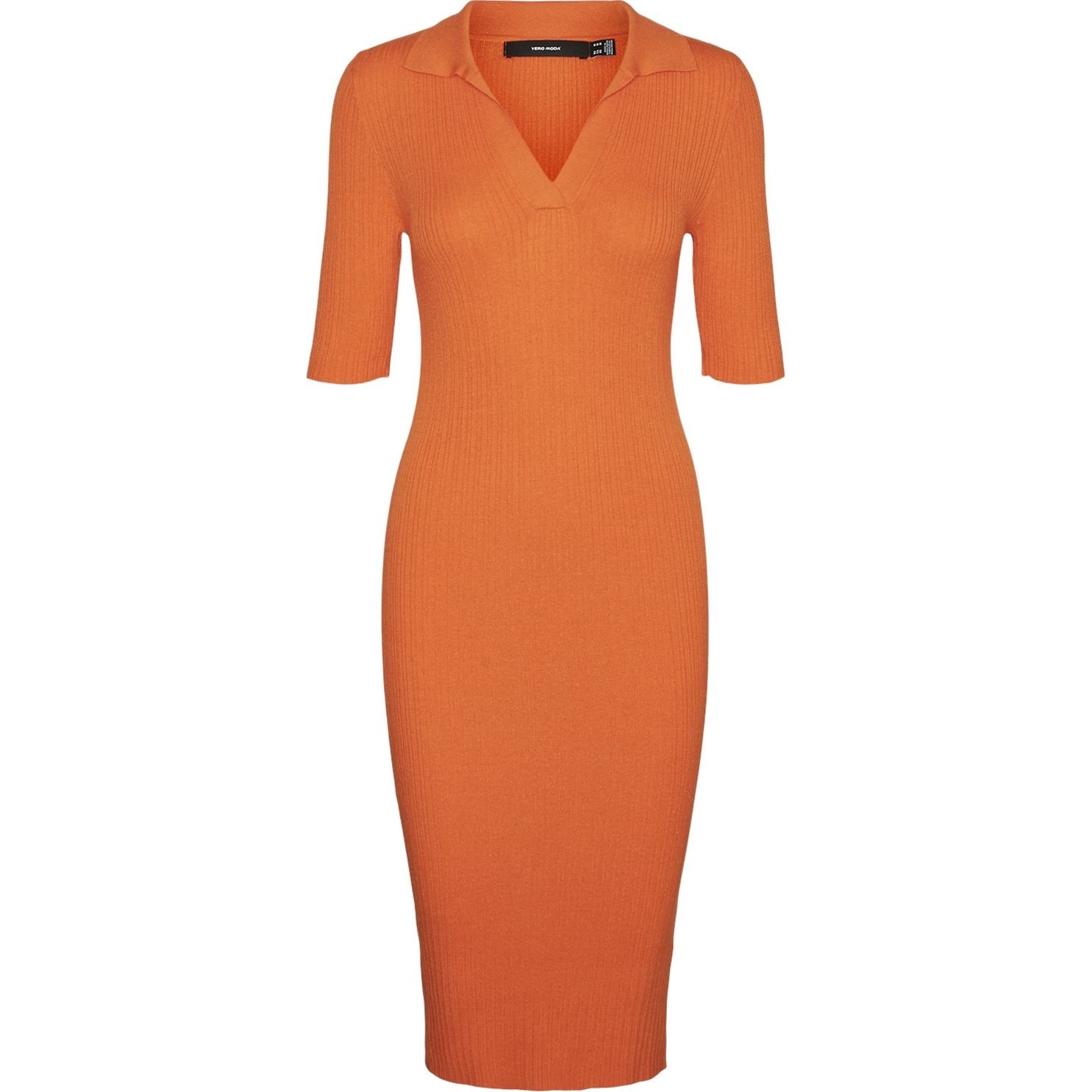 VERO MODA Maxi suknelė moterims, Oranžinė, VMHOLLY 2/4 POLO DRES 1