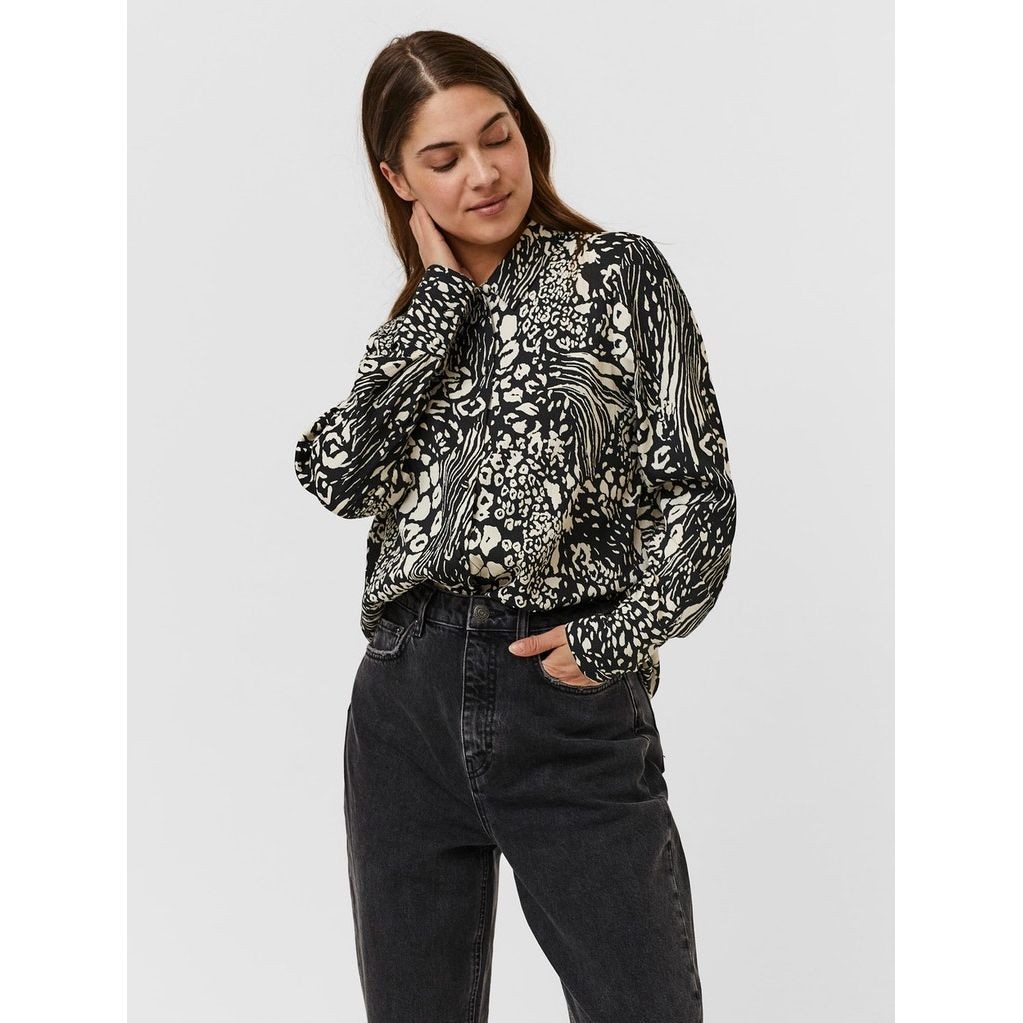 VERO MODA Palaidinės moterims, Juoda, VMCAIA LS SHIRT WVN 2