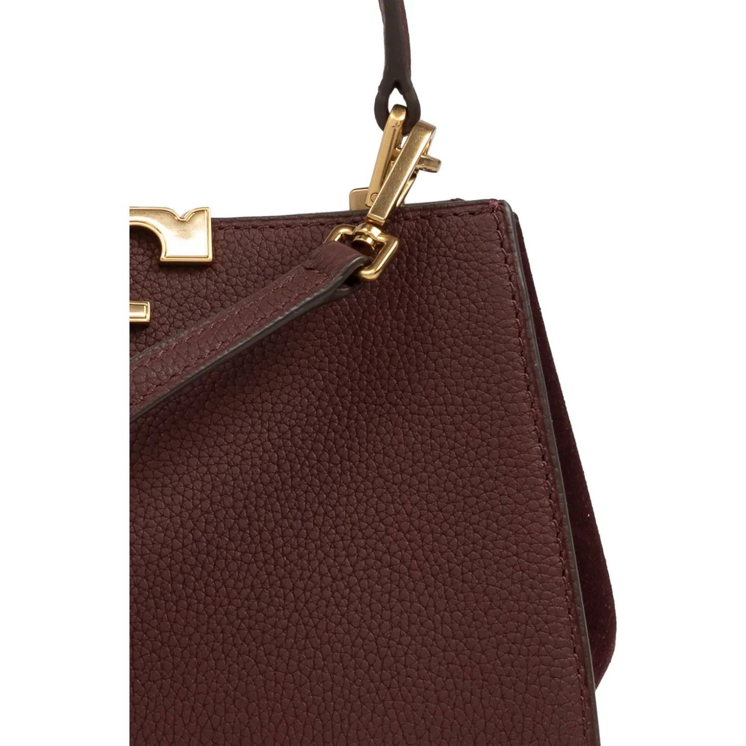 TORY BURCH Rankinė per petį moterims, Ruda, Eleanor pebbled mini satchel 5