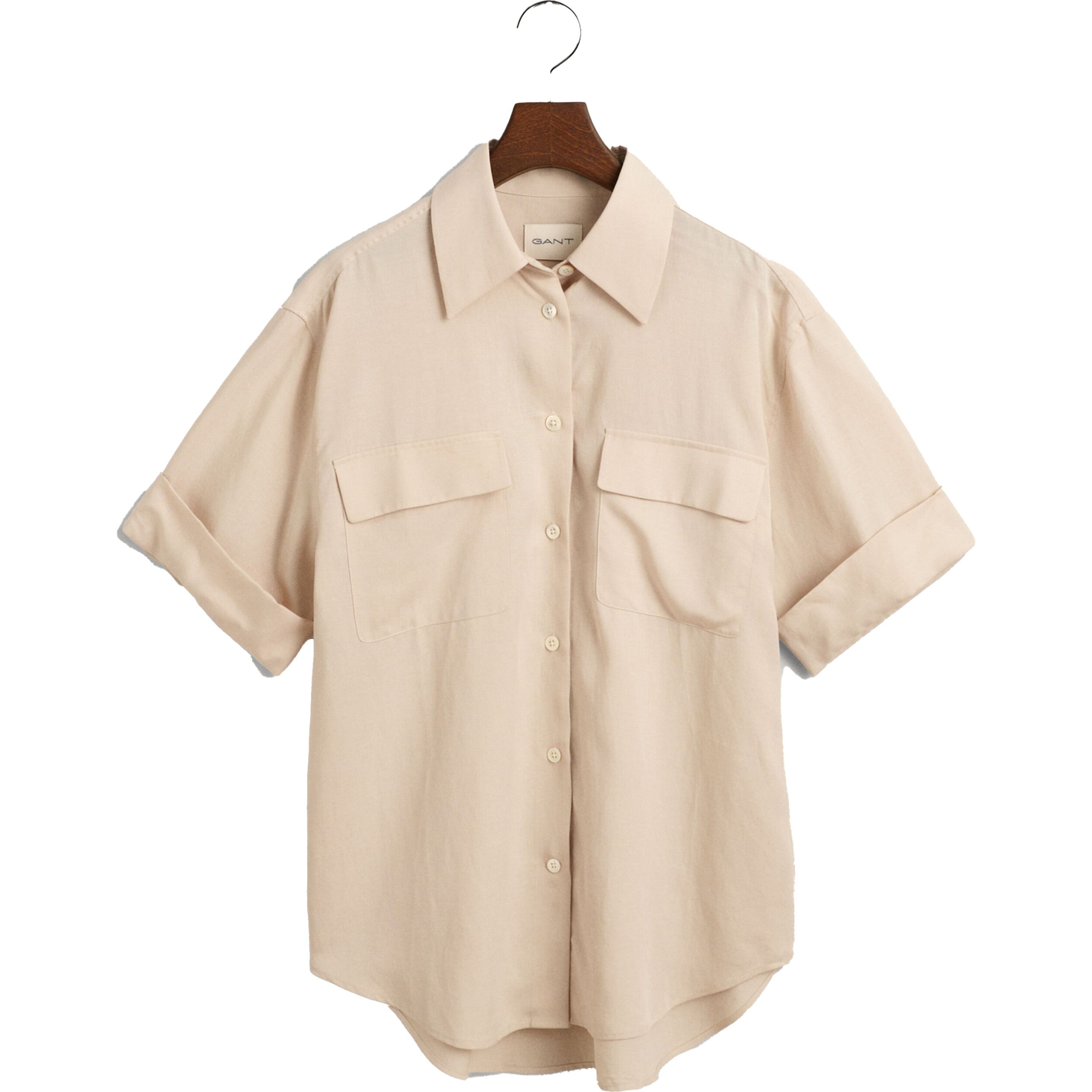 GANT Marškiniai moterims, Smėlio, REL POCKET SS SHIRT 1
