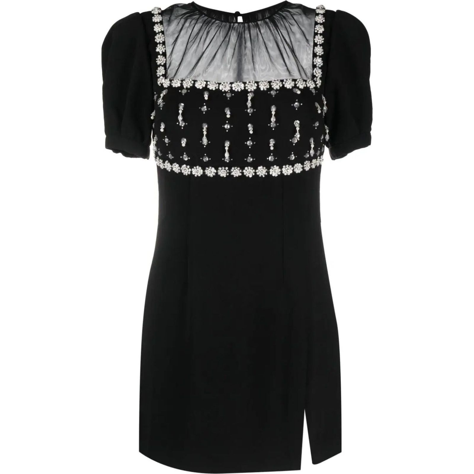 SELF PORTRAIT Mini suknelė moterims, Juoda, Crepe embellished mini dress 1