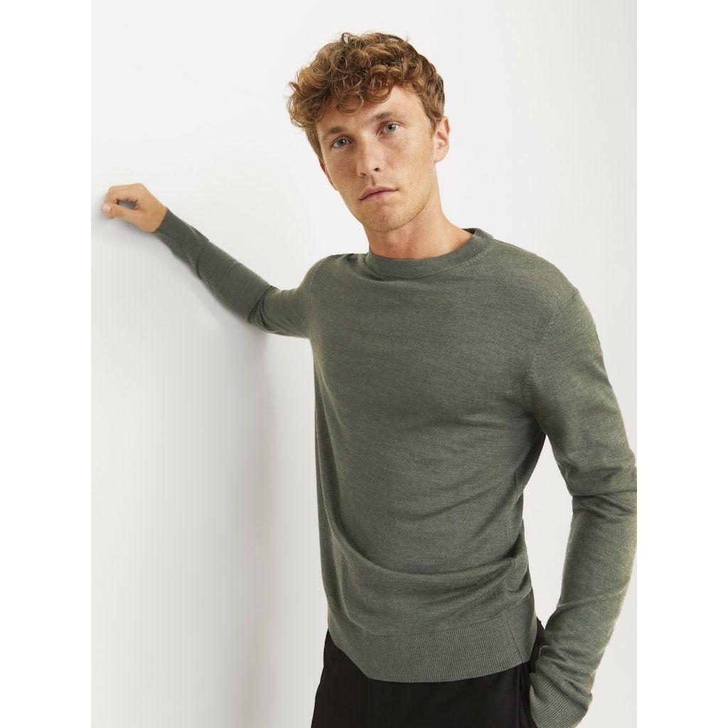 JACK & JONES Megztinis vyrams, Chaki, Merino knit crew neck 7