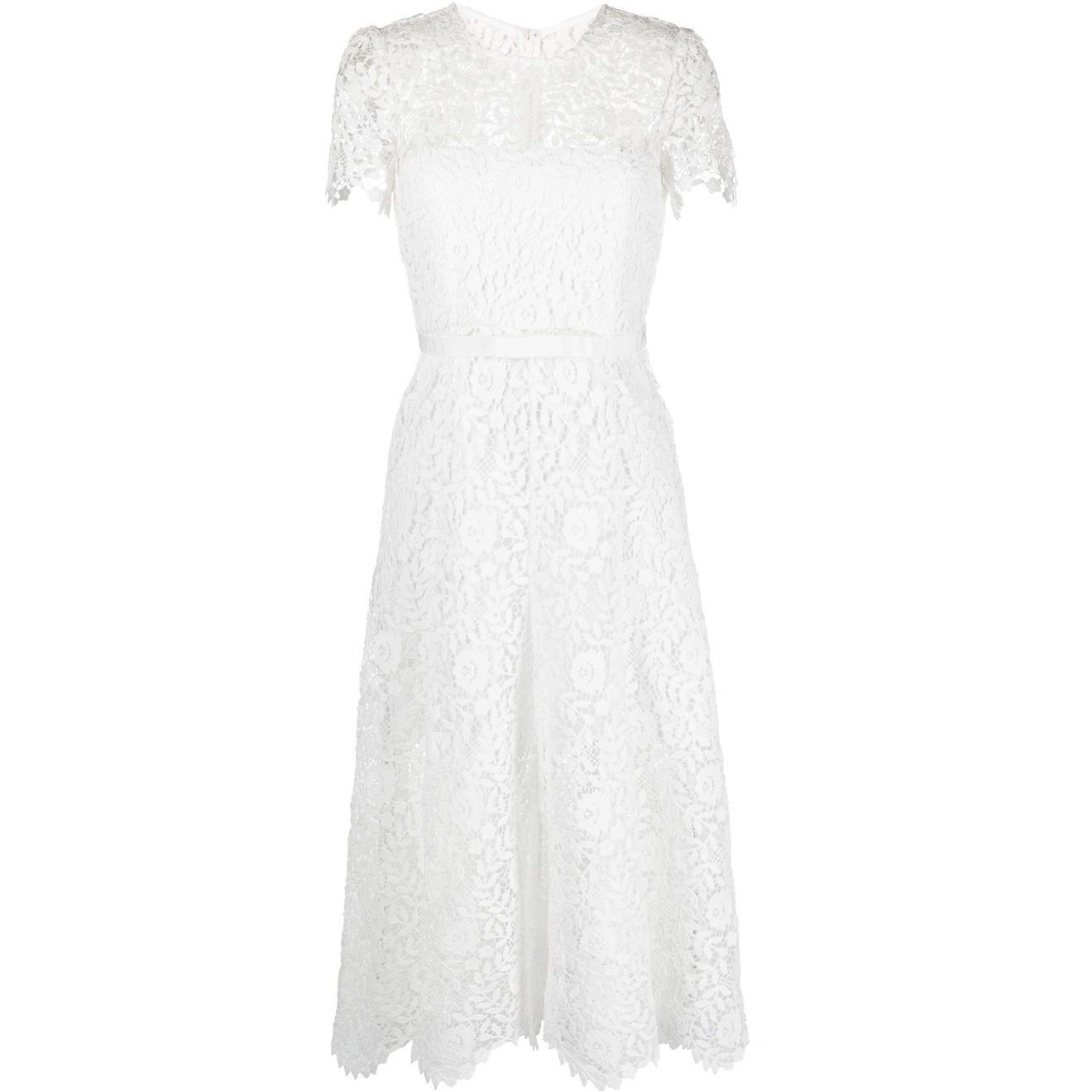 SELF PORTRAIT Midi suknelė moterims, Balta, White rose lace midi dress 1