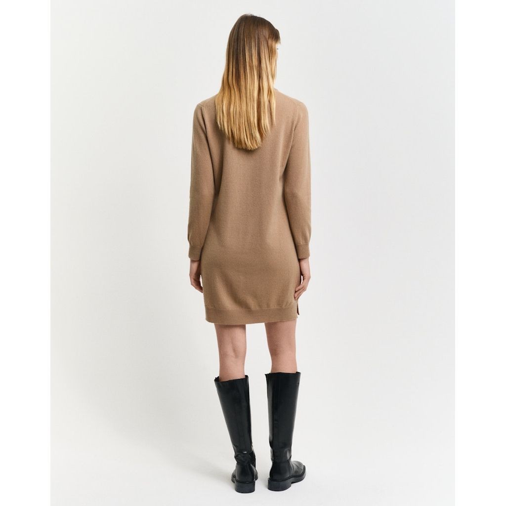 GANT Midi suknelė moterims, Ruda, Superfine lambswool dress 3