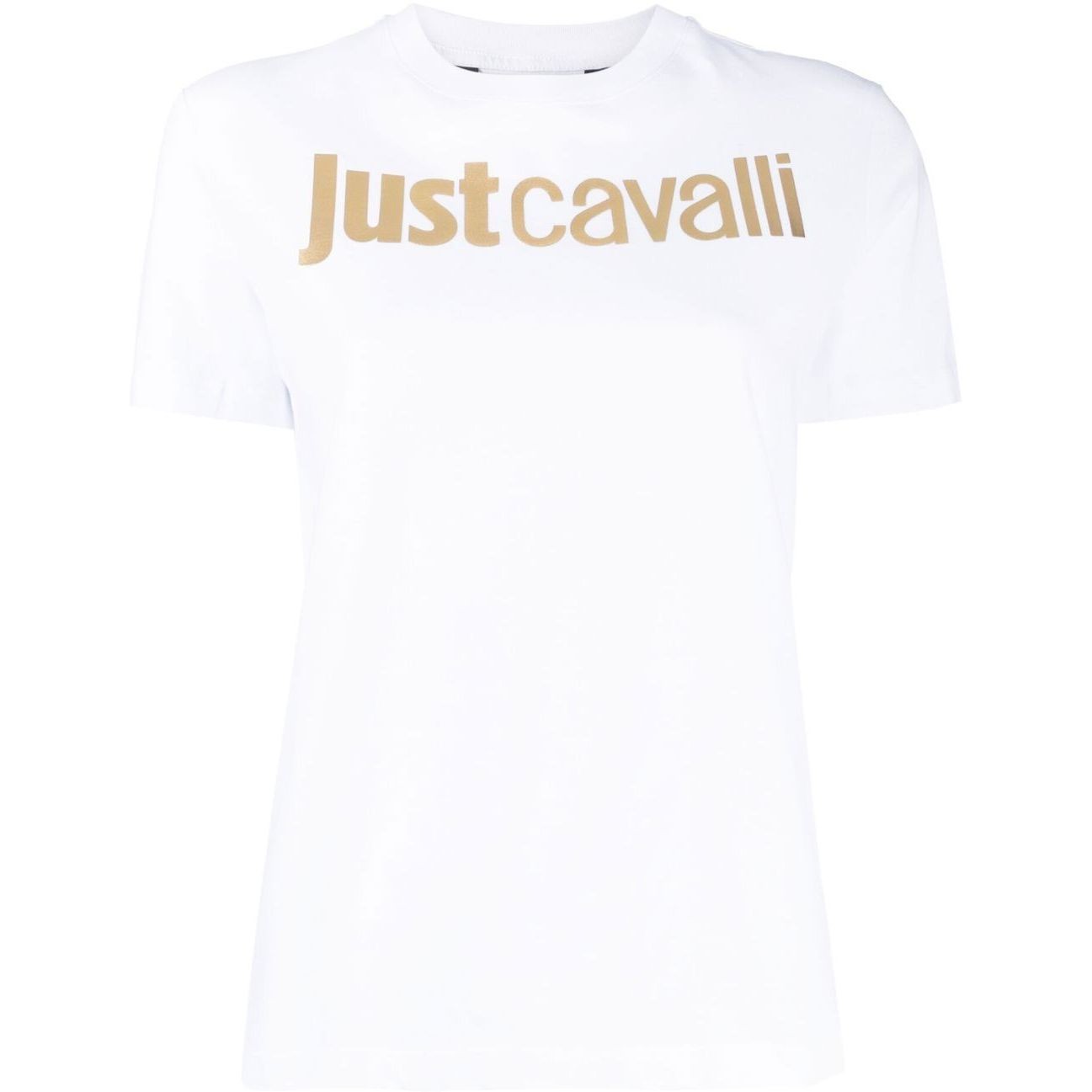 JUST CAVALLI Marškinėliai trump. rankovėmis moterims, Balta, Logo gold t-shirt