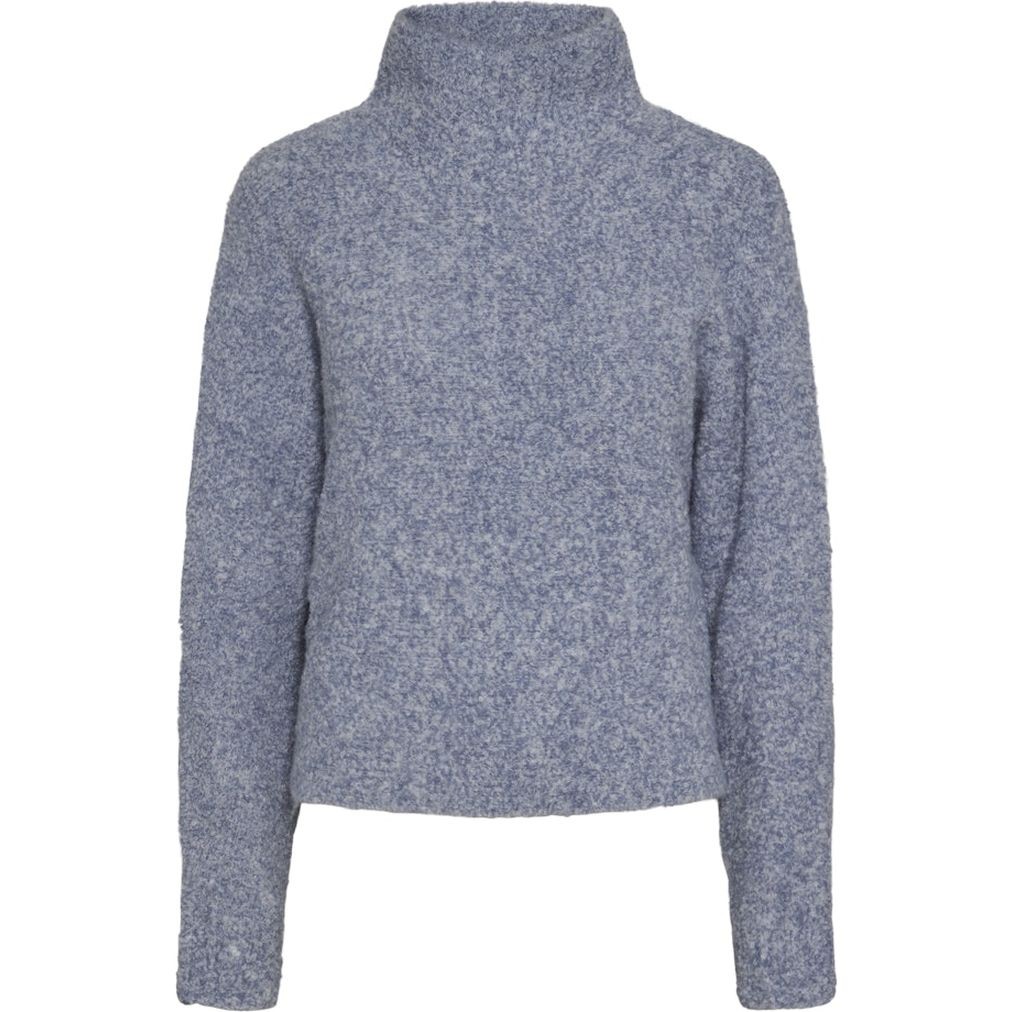 PIECES Megztinis su kaklu moterims, Mėlyna, Nori high neck bat wing knit 1