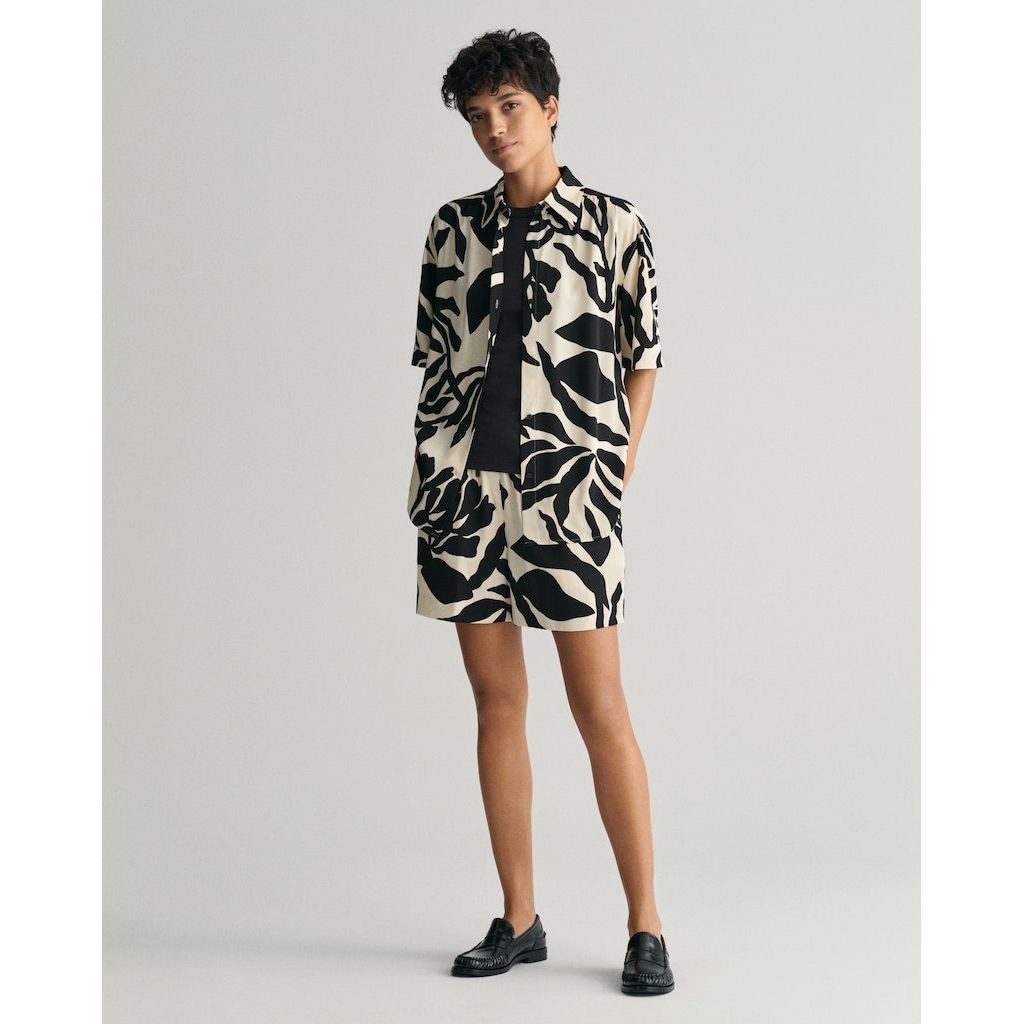 GANT Šortai moterims, Smėlio, REL PALM PRINT PULL ON SHORTS 5