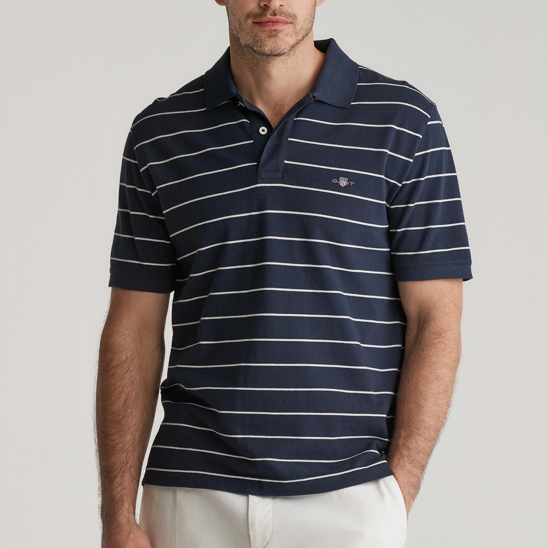 GANT Polo marškiniai trumpos rank. vyrams, Mėlyna, Striped SS polo 2