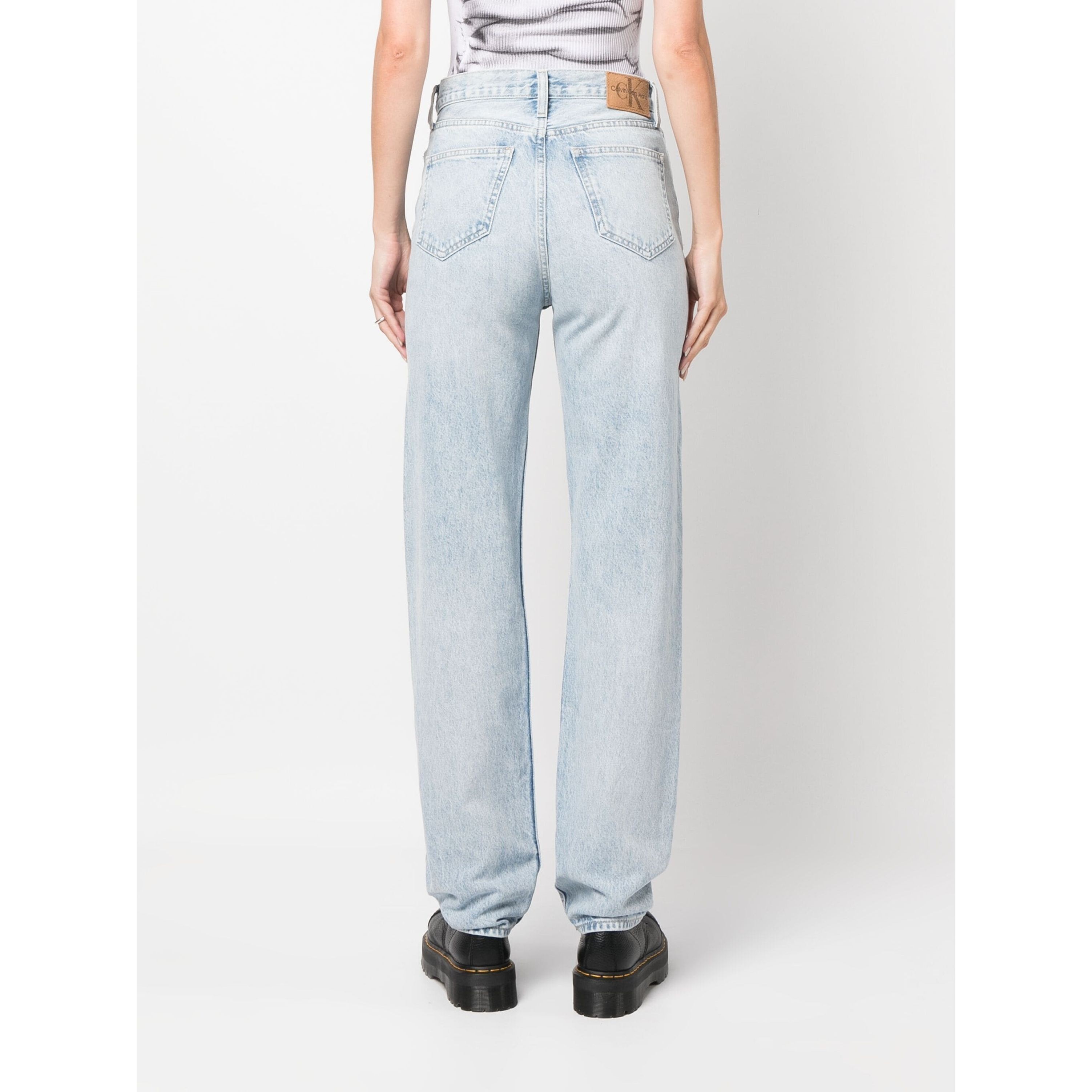 CALVIN KLEIN JEANS Tiesūs džinsai -moterims, Mėlyna, High rise straight 3