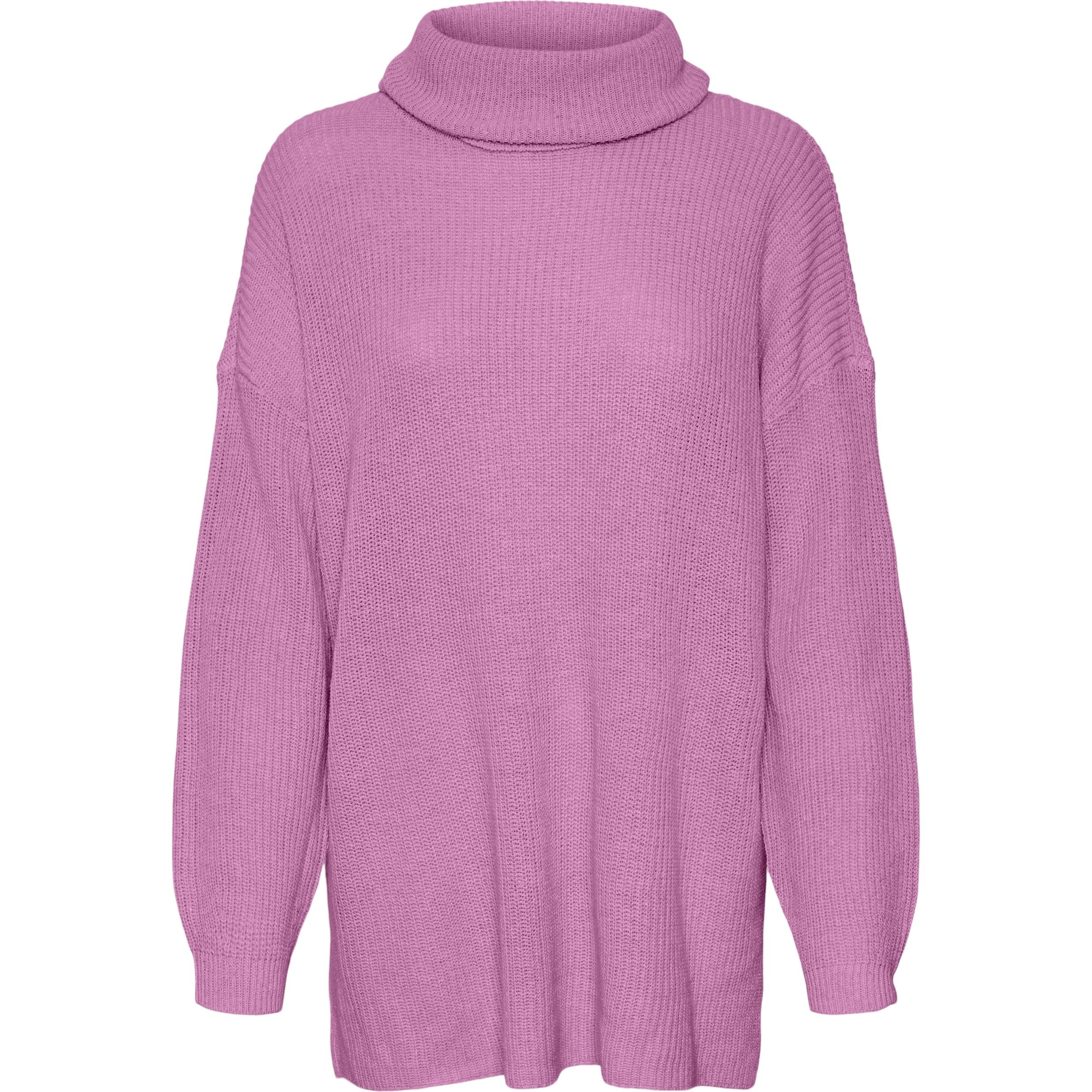 VERO MODA Megztinis su kaklu moterims, Rožinė, Zia long pullover boo