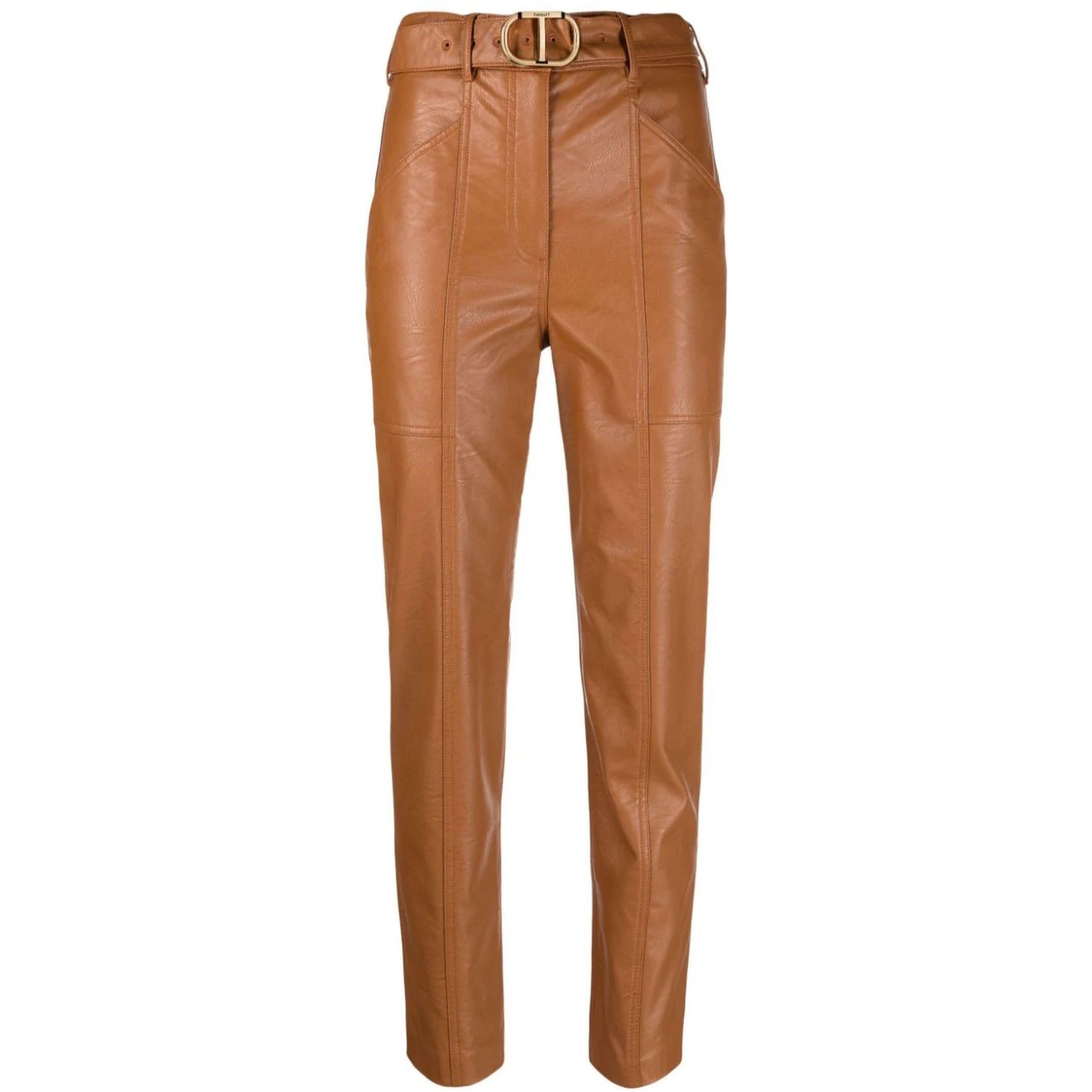 TWINSET Laisvalaikio kelnės moterims, Ruda, Leather pants 1