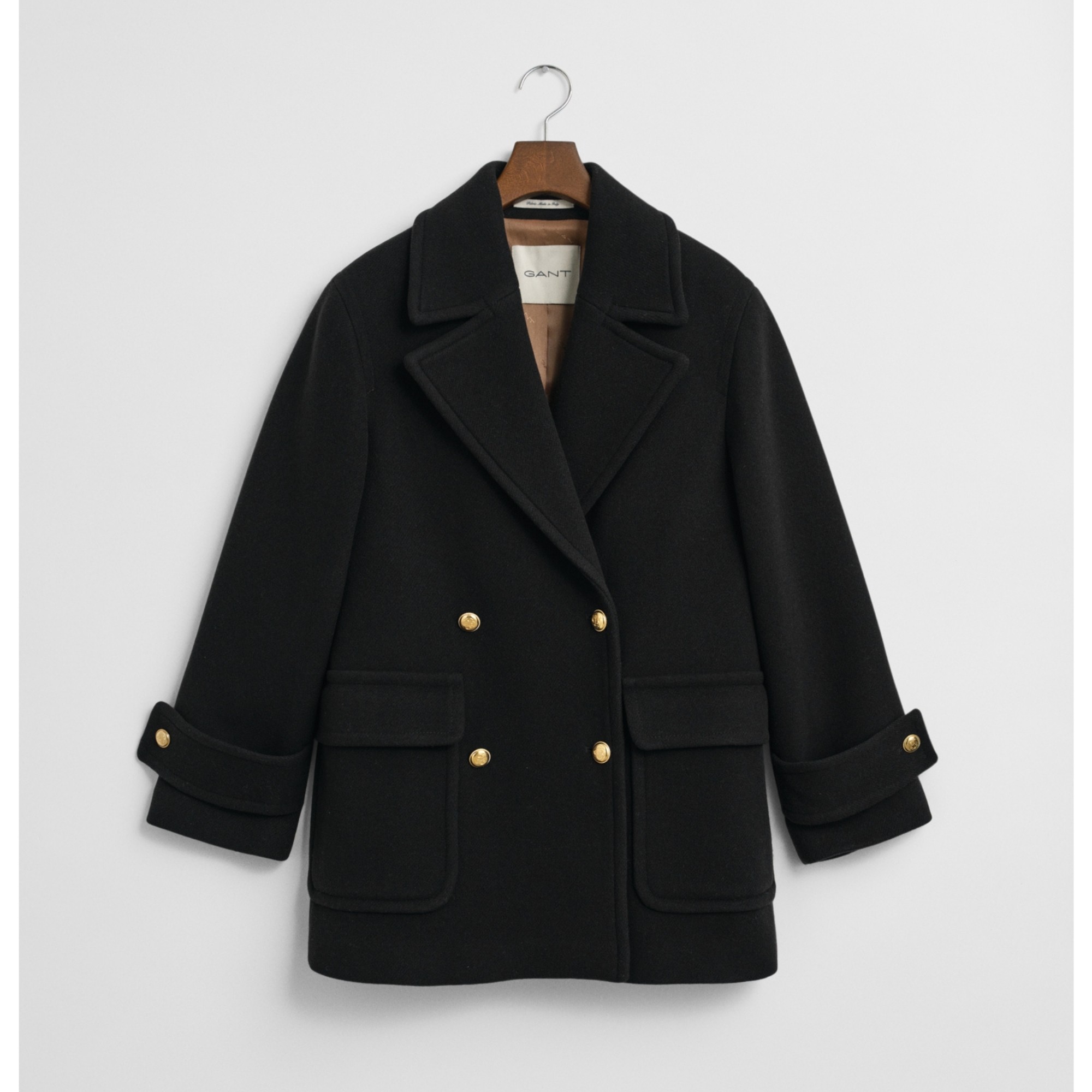 GANT Paltas moterims, Juoda, wool mid length peacoat