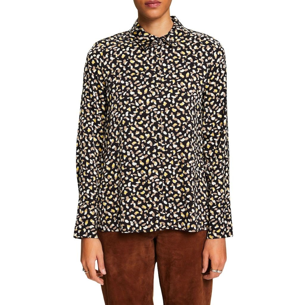 ESPRIT Palaidinės moterims, Juoda, Printed Satin Shirt Blouse 2