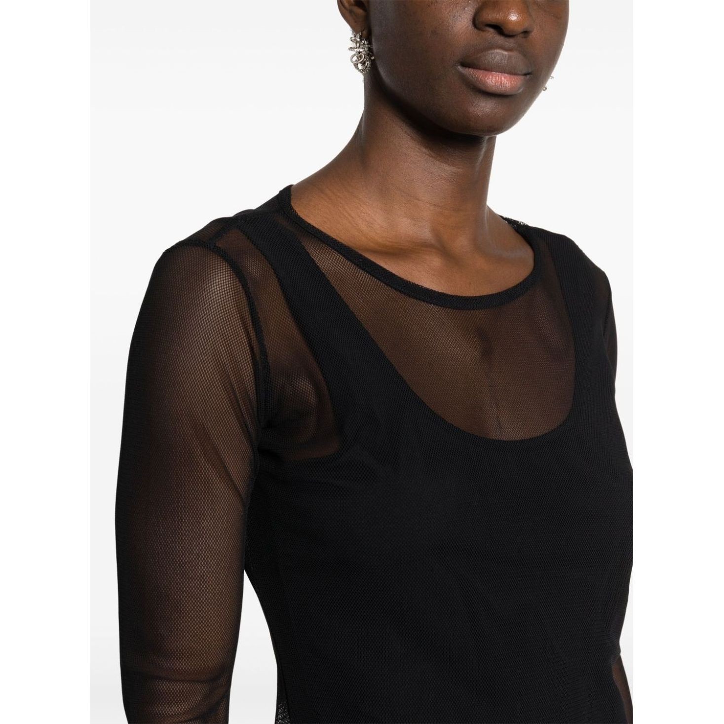 DKNY Marškiniai be rankovių moterims, Juoda, Jrsy tank mesh top 5