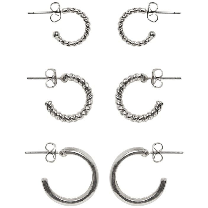 PIECES Auskarai moterims, Sidabrinė, PCMENIDJA 3-PACK EARR