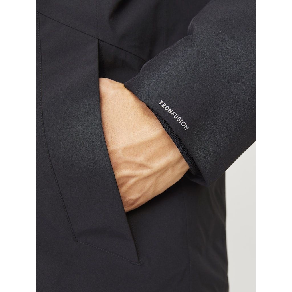JACK & JONES Pūkinis paltas vyrams, Juoda, Keen parka 3