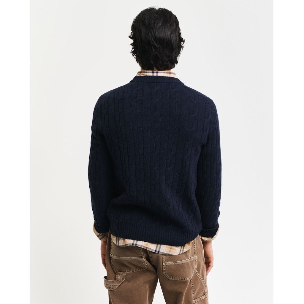 GANT Megztinis vyrams, Mėlyna, Labswool cable c-neck sweater 3