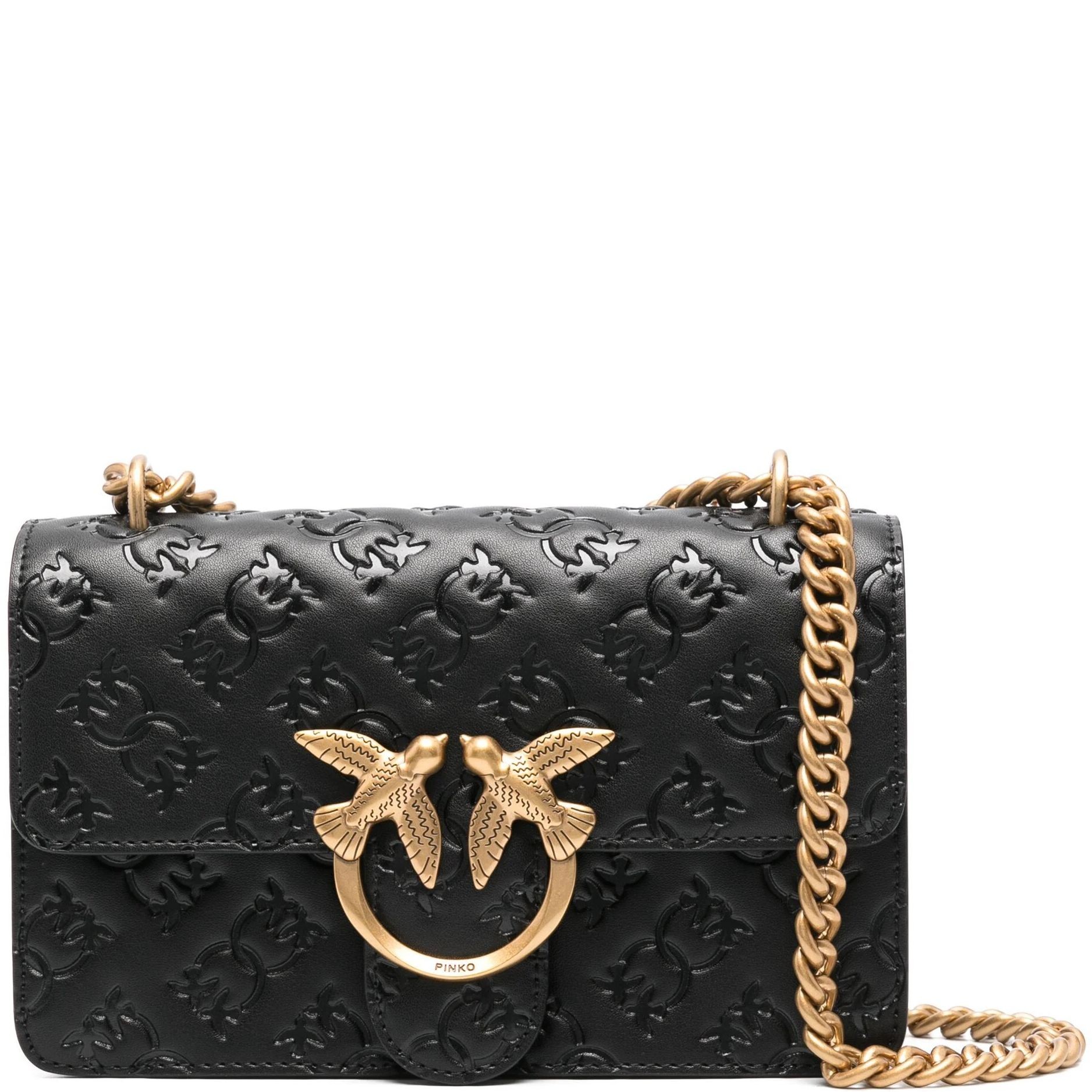 PINKO Rankinė per petį moterims, Juoda, Love one mini sholder bag 1