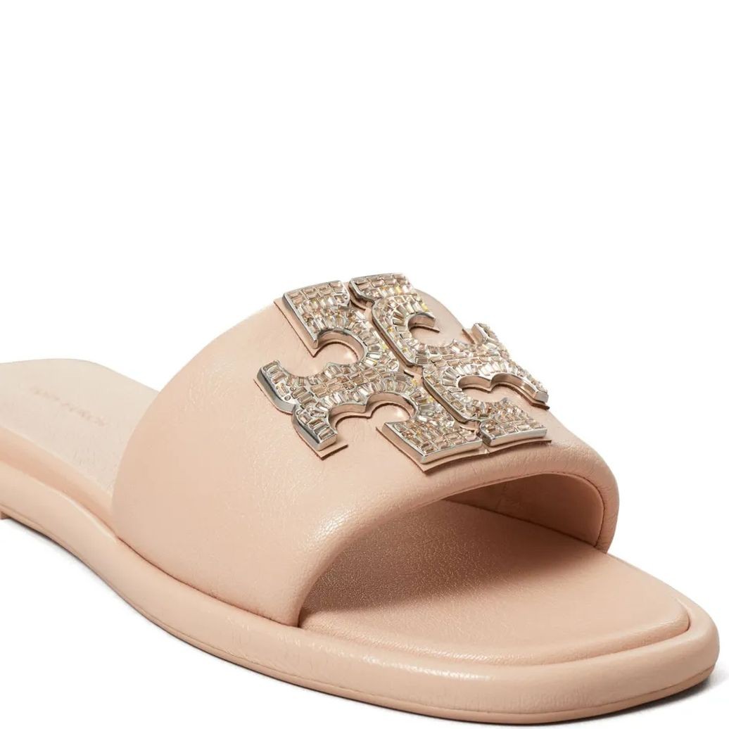 TORY BURCH Guminės šlepetės moterims, Rožinė, Double t deco sport slide 4