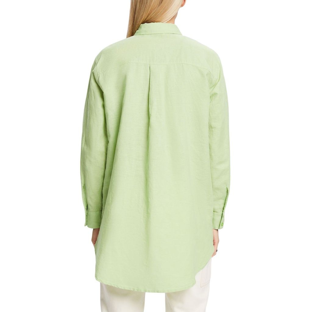 ESPRIT Palaidinės moterims, Žalia, Linen Cotton Shirt 3