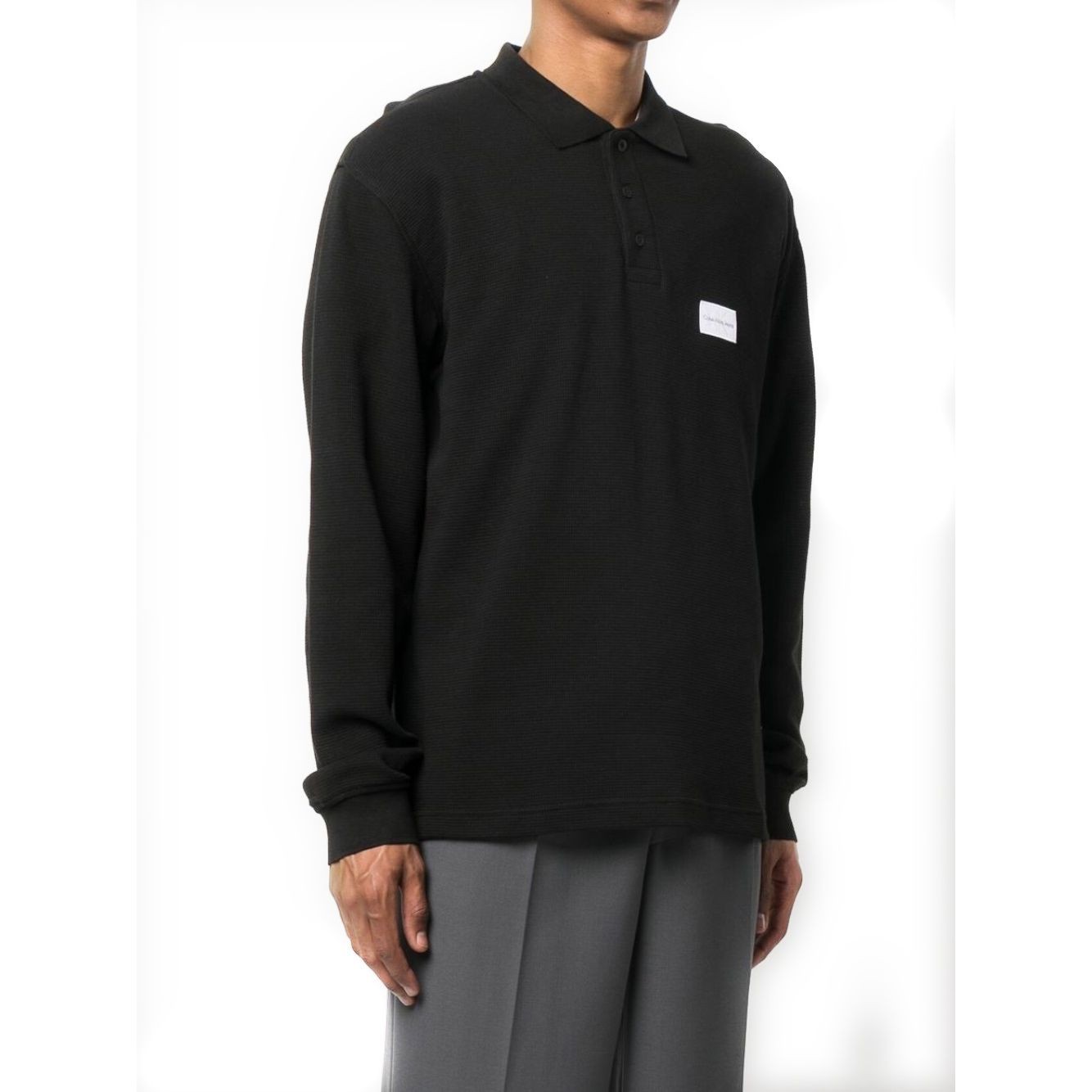 CALVIN KLEIN JEANS Polo marškiniai ilgos rank. vyrams, Juoda, Long sleeve polo 2