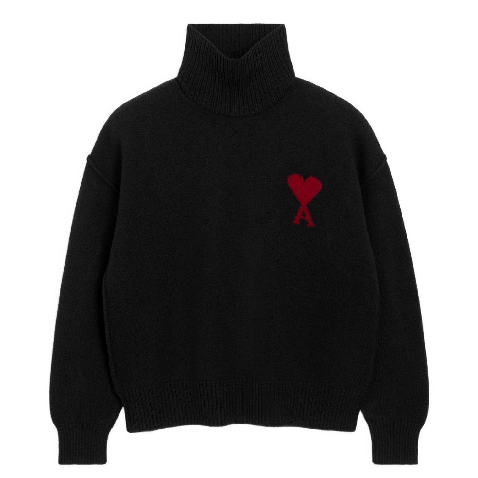 AMI PARIS Megztinis, Juoda, Funnel neck sweater 1