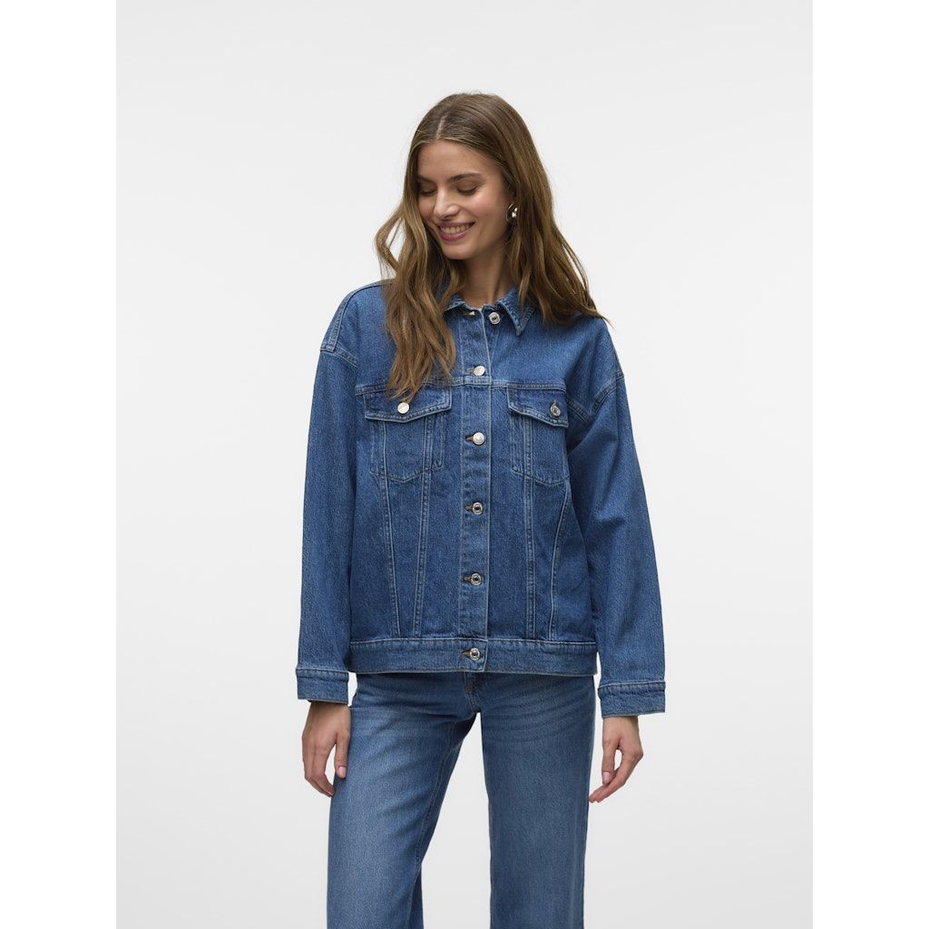 VERO MODA Striukė moterims, Mėlyna, Tessa oversize denim jacket 3