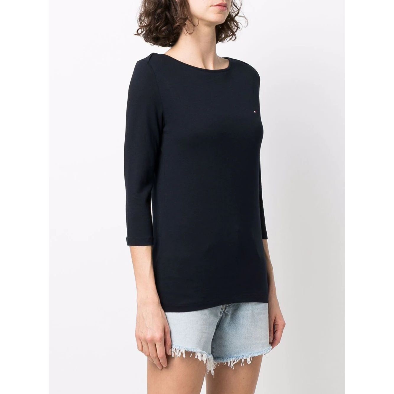 TOMMY HILFIGER Marškiniai ilgomis rankovėmis moterims, Mėlyna, Dark blue cotton top 3