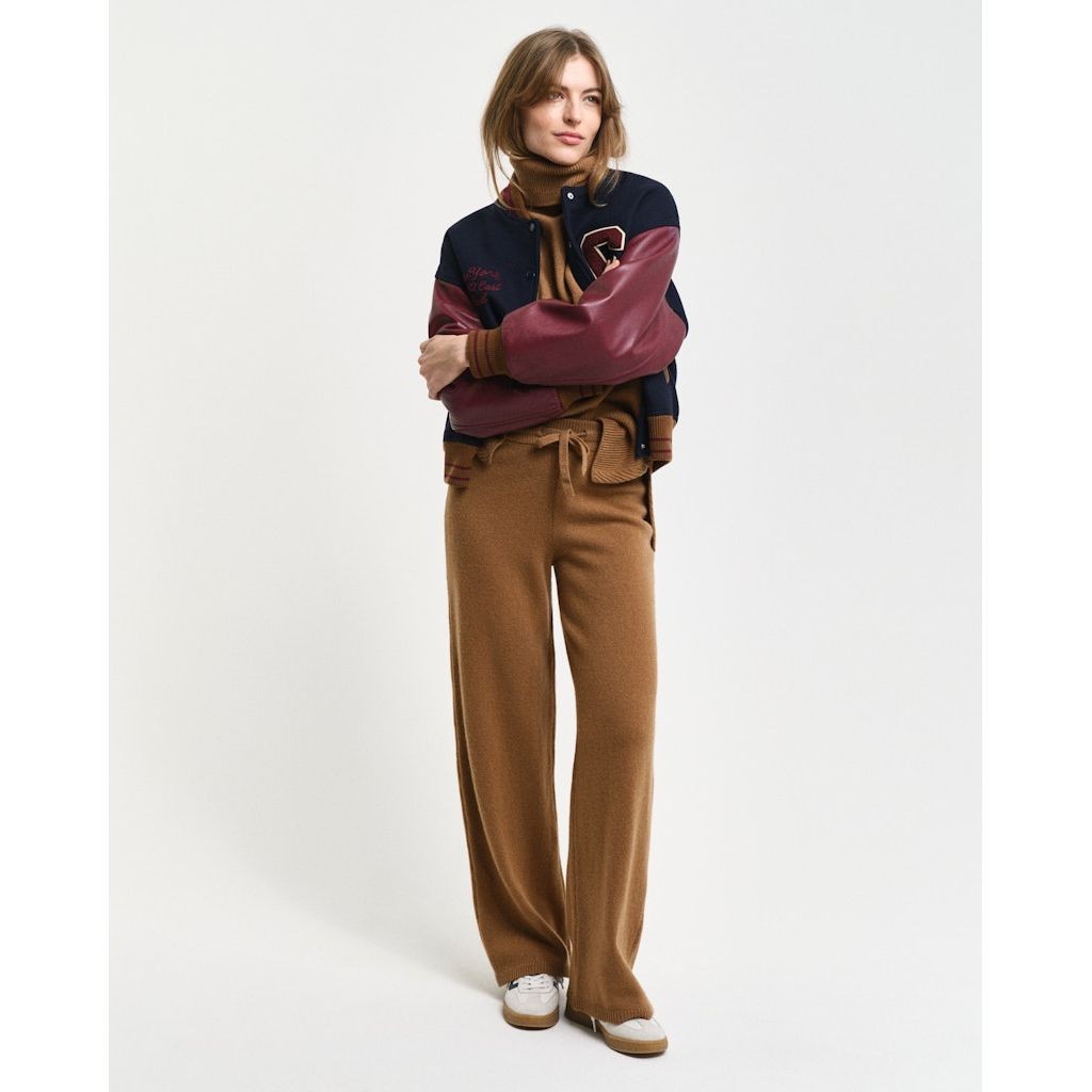 GANT Megztos kelnės moterims, Ruda, Wool knitted pants 5