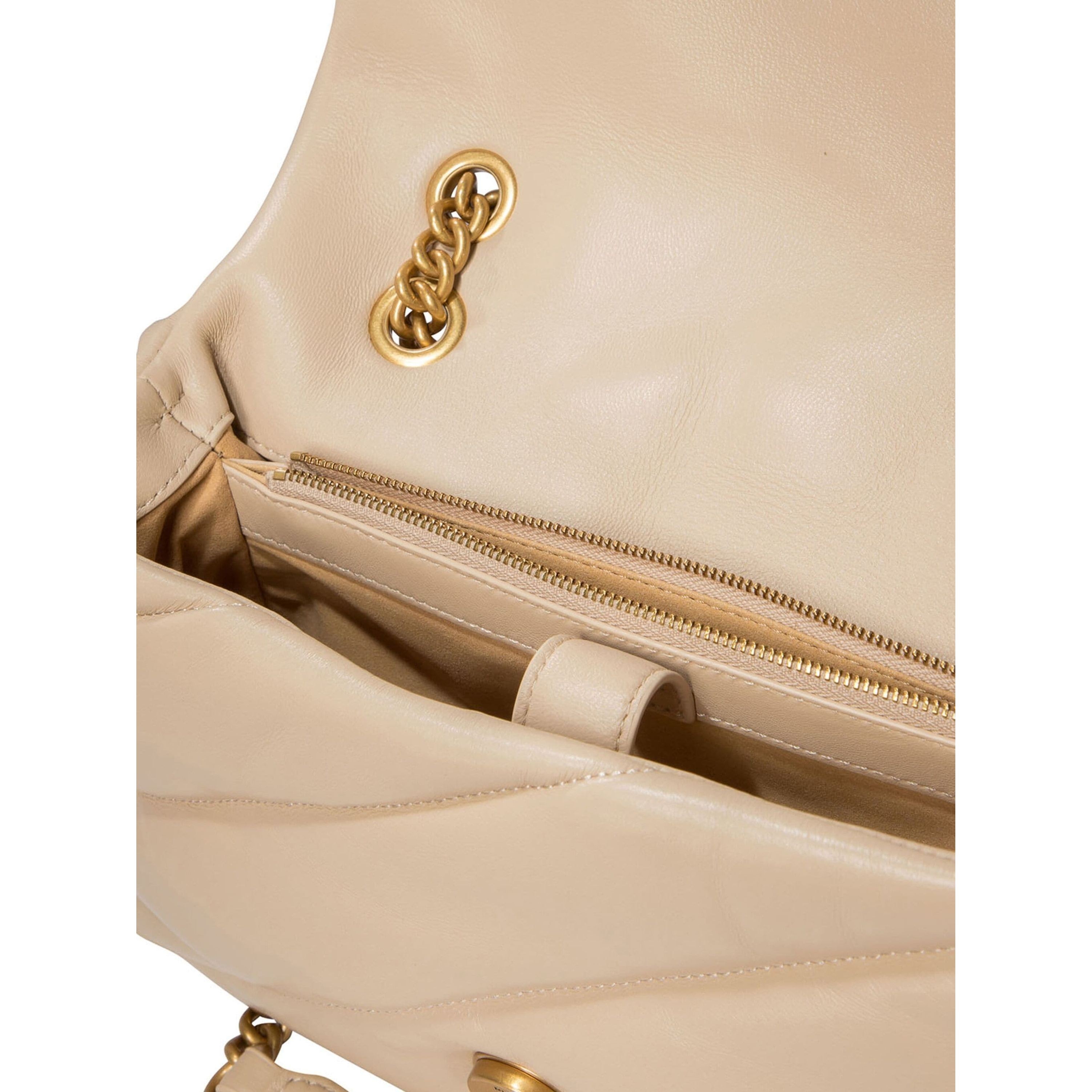 PINKO Rankinė per petį moterims, Smėlio, Love puff shoulder bag 4