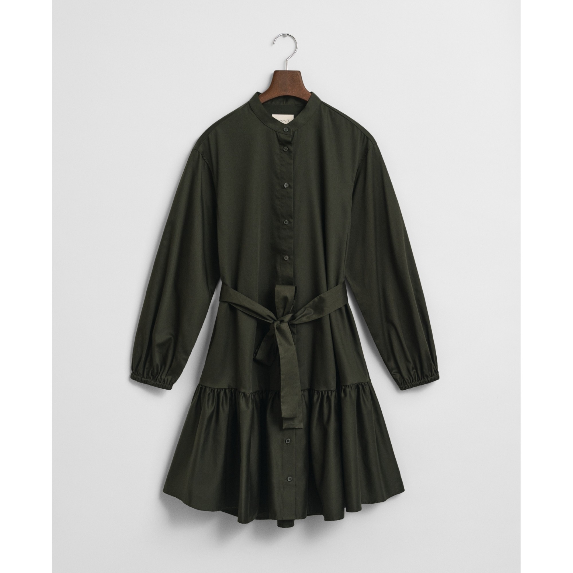 GANT Midi suknelė moterims, Žalia, cotton satin ls dress