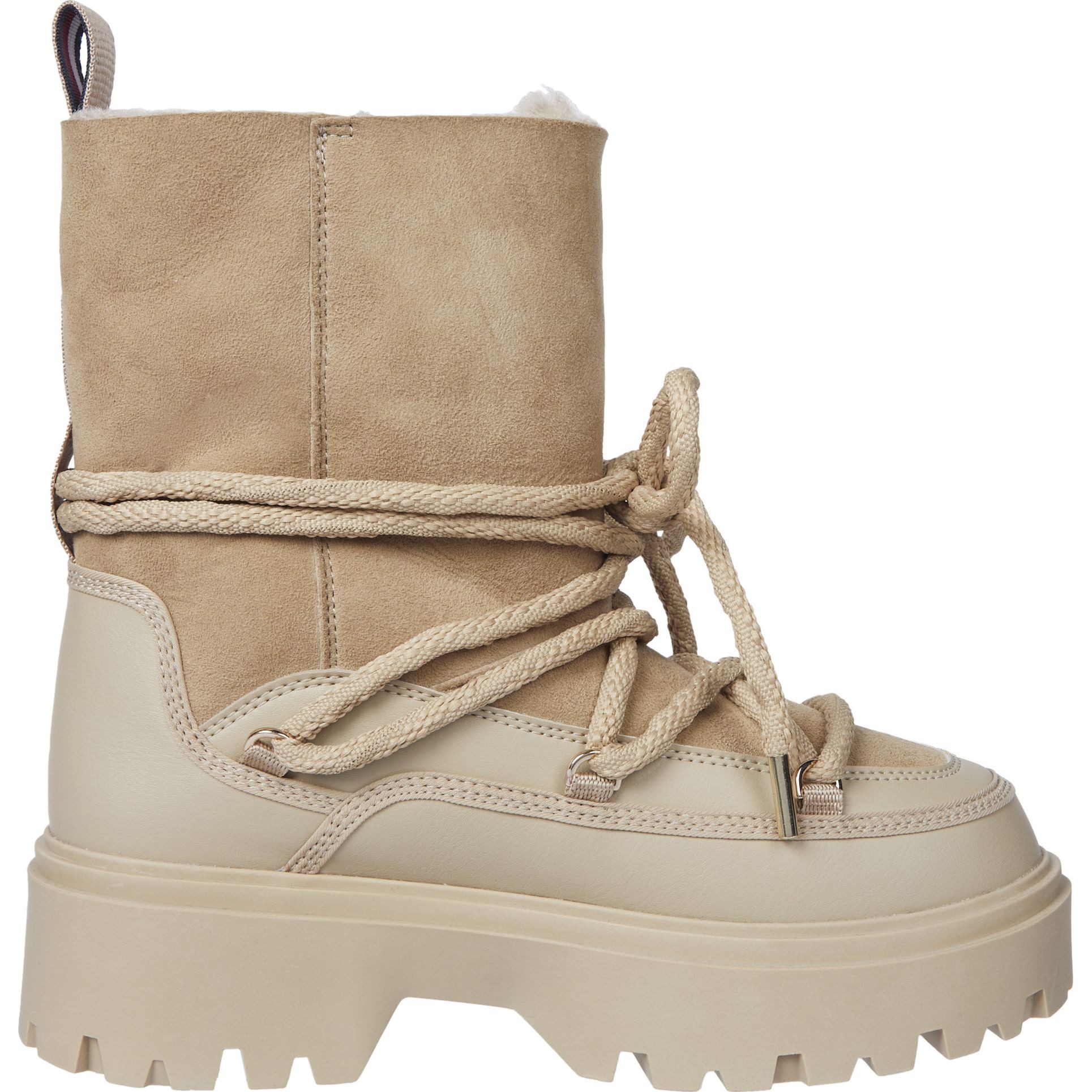 TOMMY HILFIGER Pašiltinti aulinukai moterims, Smėlio, Real shearling snowboot 5
