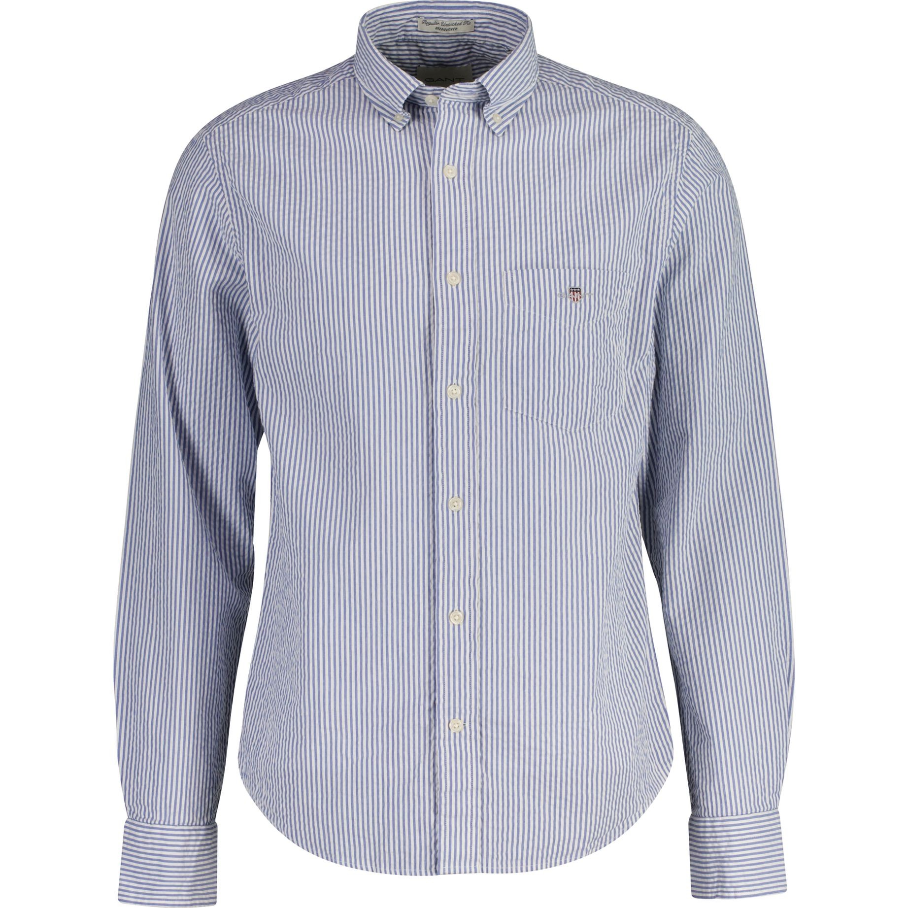 GANT Marškiniai ilgomis rankovėmis vyrams, Mėlyna, Reg seesucker stripe shirt 1