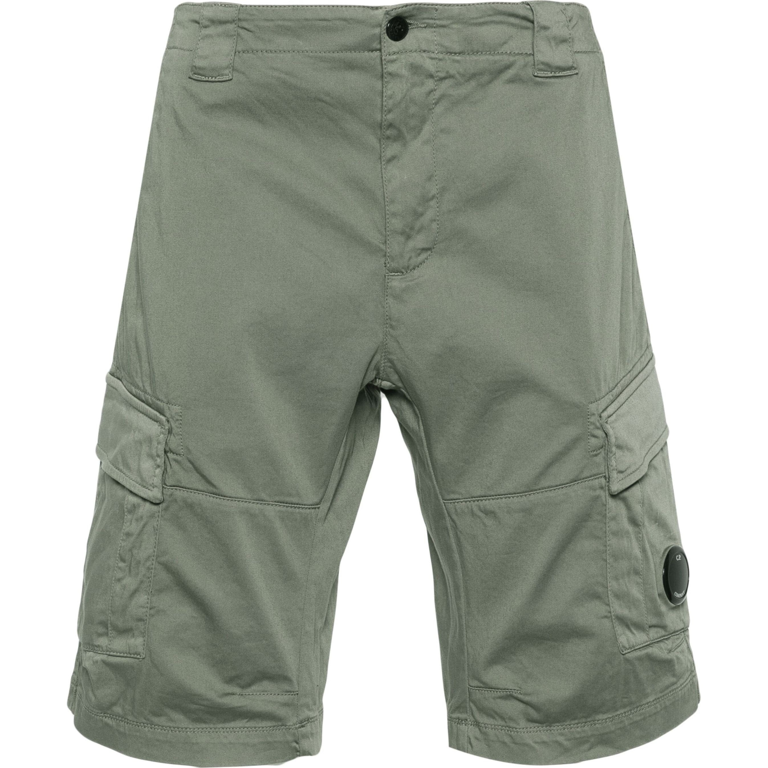 C.P. COMPANY Šortai vyrams, Žalia, Stretch sateen cargo shorts