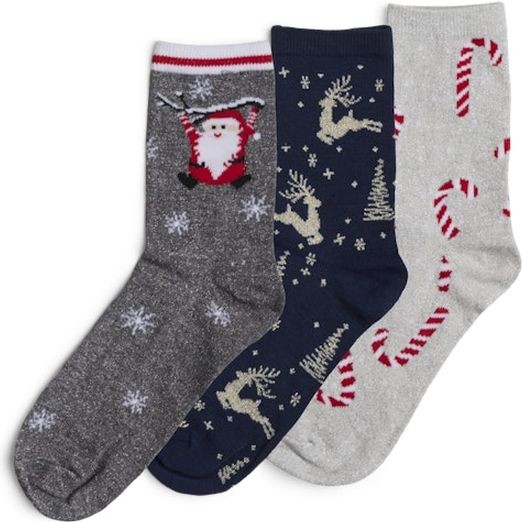 PIECES Kojinės moterims, Marga, Jingle glitter socks 3-pack