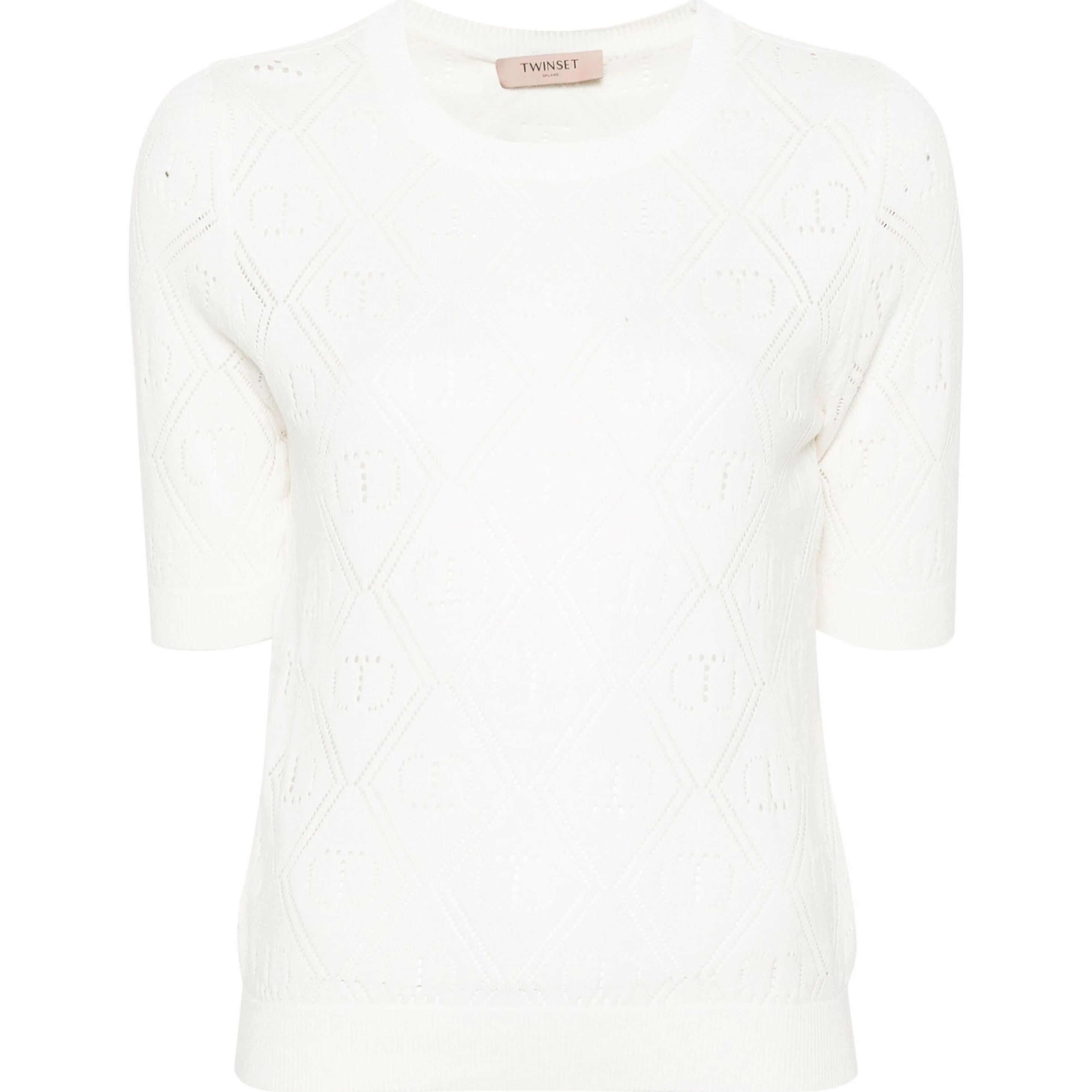TWINSET Palaidinės moterims, Mėlyna, Logo-plaque open-knit top
