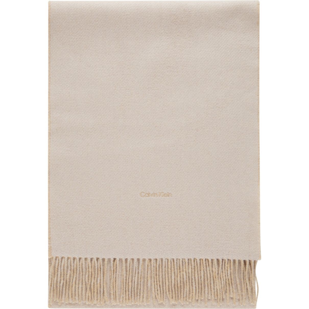CALVIN KLEIN Šalikas moterims, Smėlio, Fringes two tones scarf 40x200 1