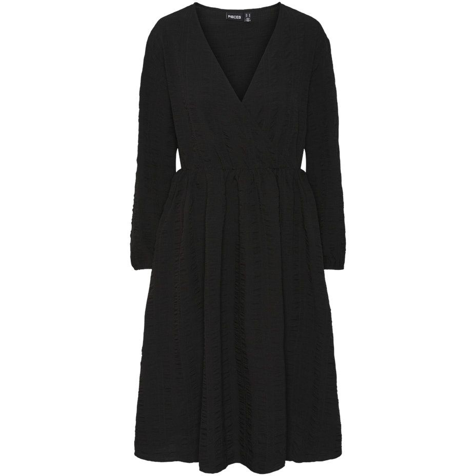 PIECES Midi suknelė moterims, Juoda, PCJOANNA LS MIDI DRE 1