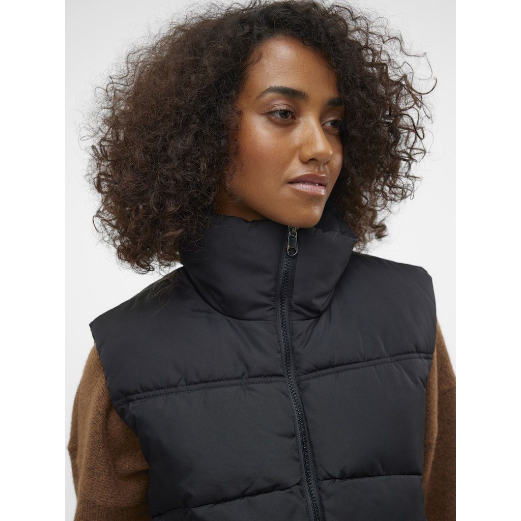 VERO MODA Pūkinė liemenė moterims, Juoda, Klea short waistcoat 5