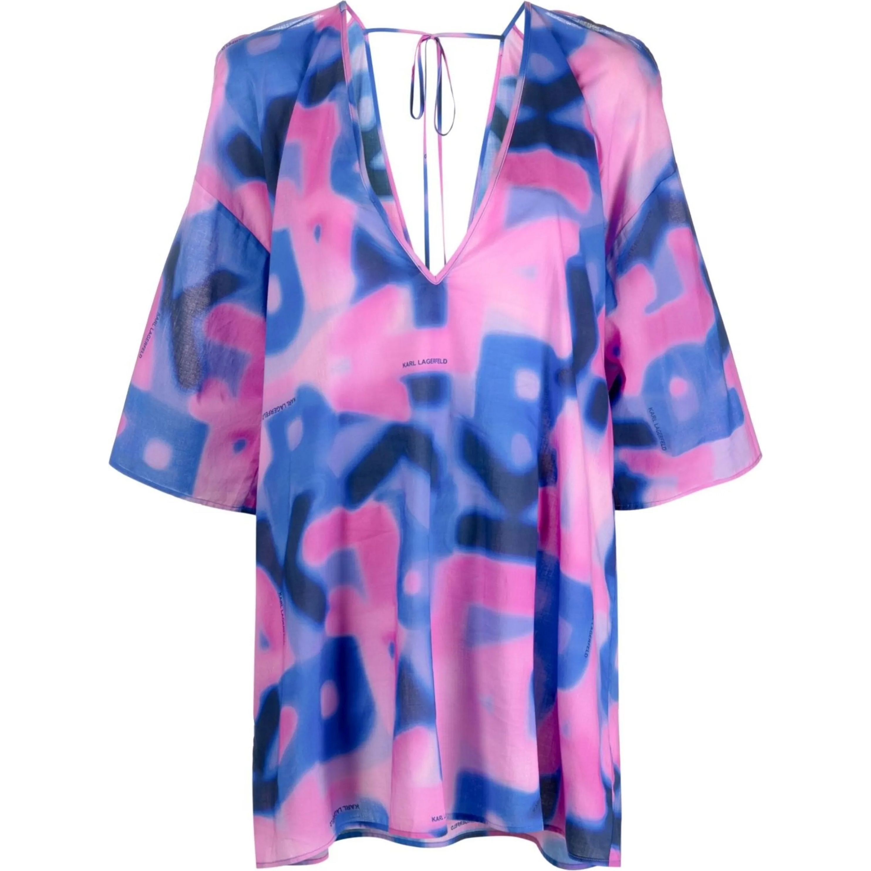 KARL LAGERFELD Pončas moterims, Marga, Multicolour print kaftan