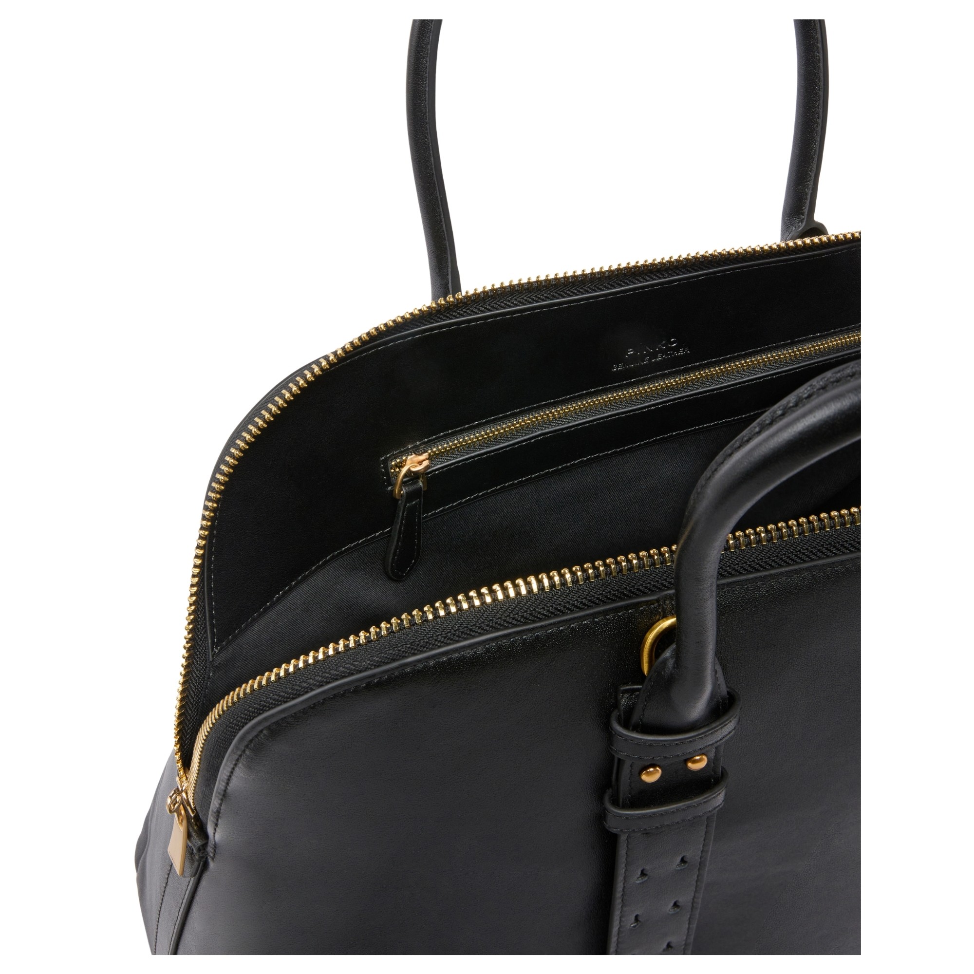 PINKO Rankinė per petį moterims, Juoda, Bowling bag vitello morbido 4