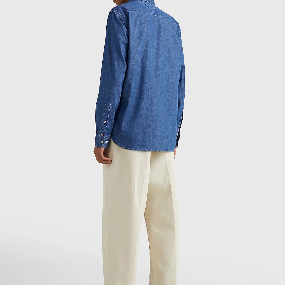 TOMMY HILFIGER Marškiniai ilgomis rankovėmis vyrams, Mėlyna, Flex denim rf shirt 4