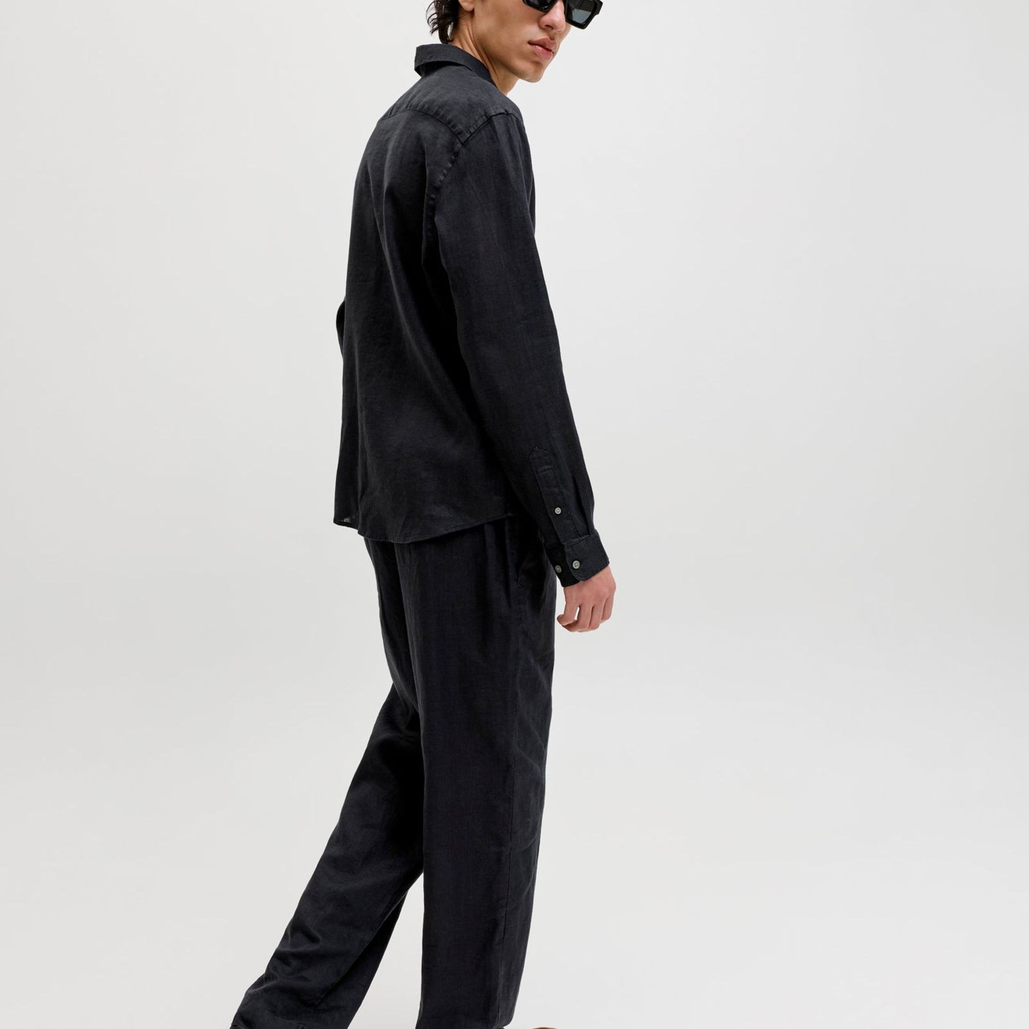 JACK & JONES Kelnės vyrams, Juoda, Karl lawrence linen 3