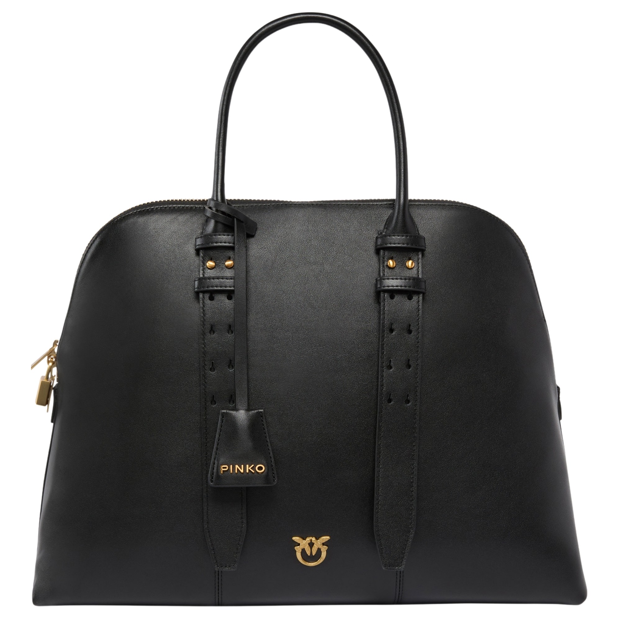 PINKO Rankinė per petį moterims, Juoda, Bowling bag vitello morbido 1