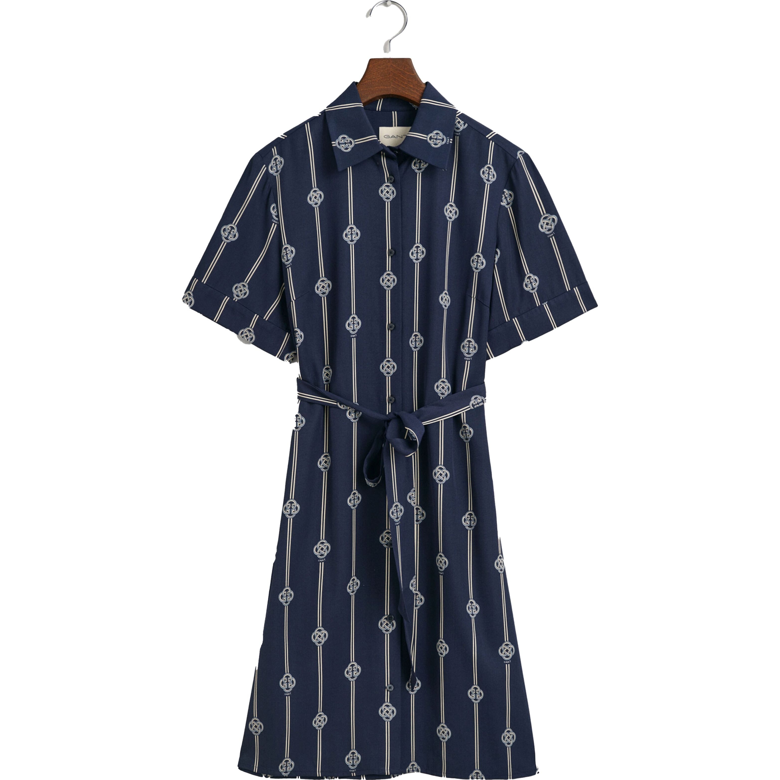 GANT Midi suknelė moterims, Mėlyna, SLIM PRINTED SS SHIRT DRESS 1